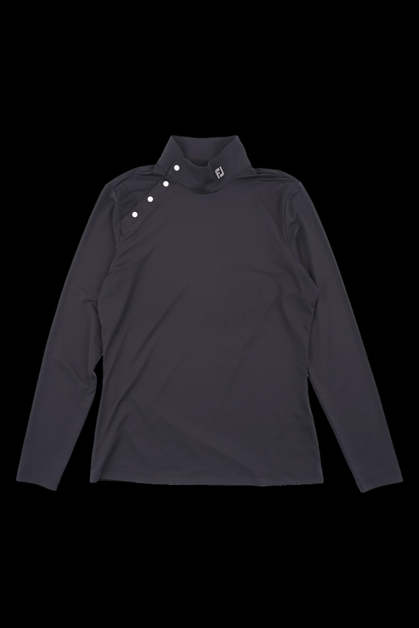 사선 버튼 하이넥 티셔츠