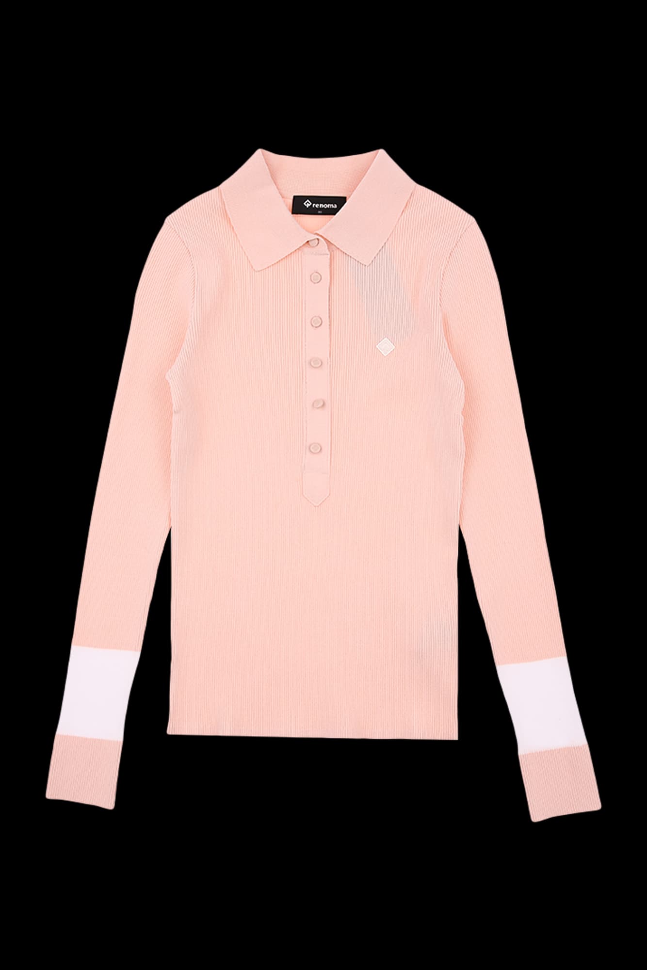 [새상품] 여성 소매 배색 골조직 카라 니트