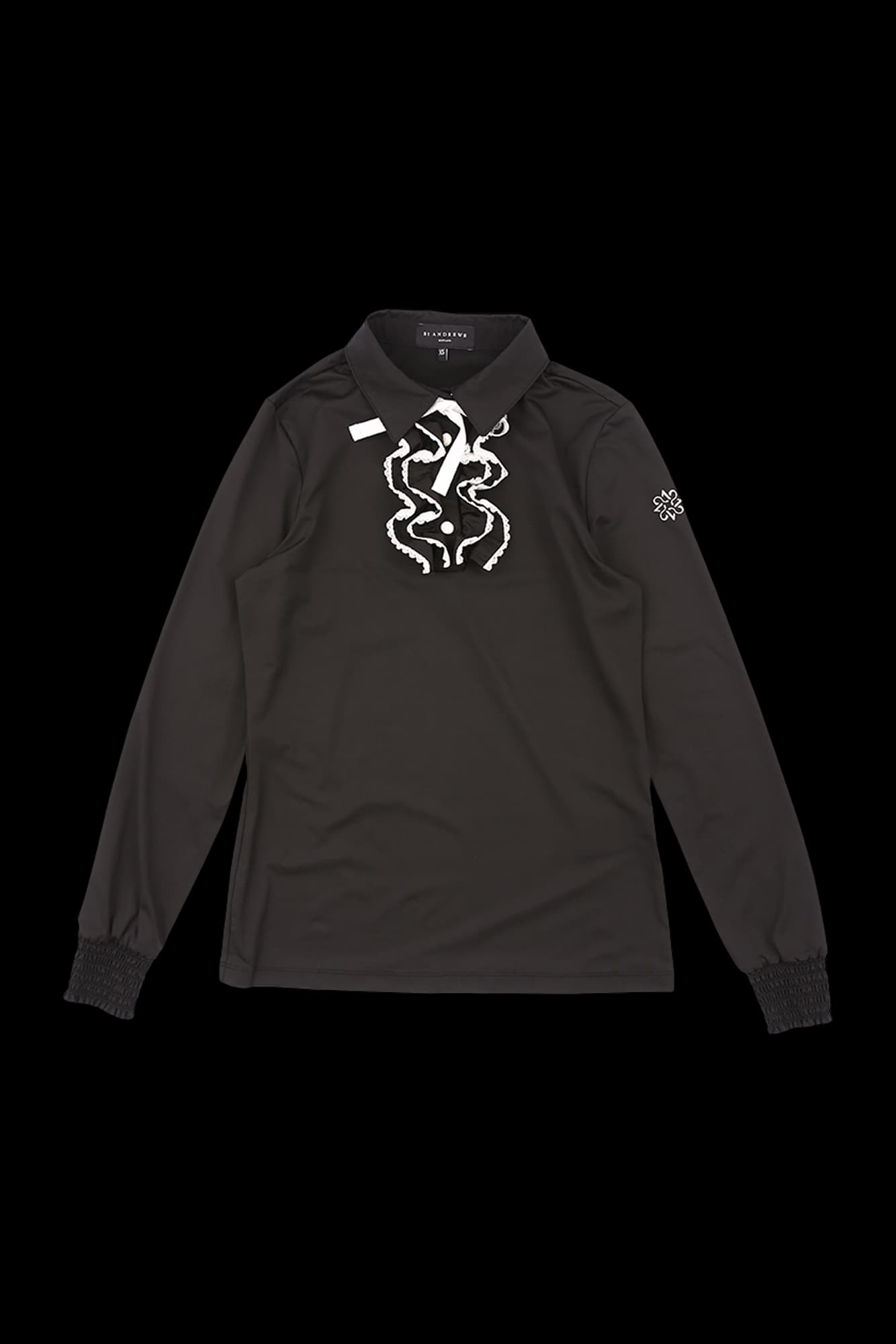 배색 레이스 프릴 리사이클 긴팔