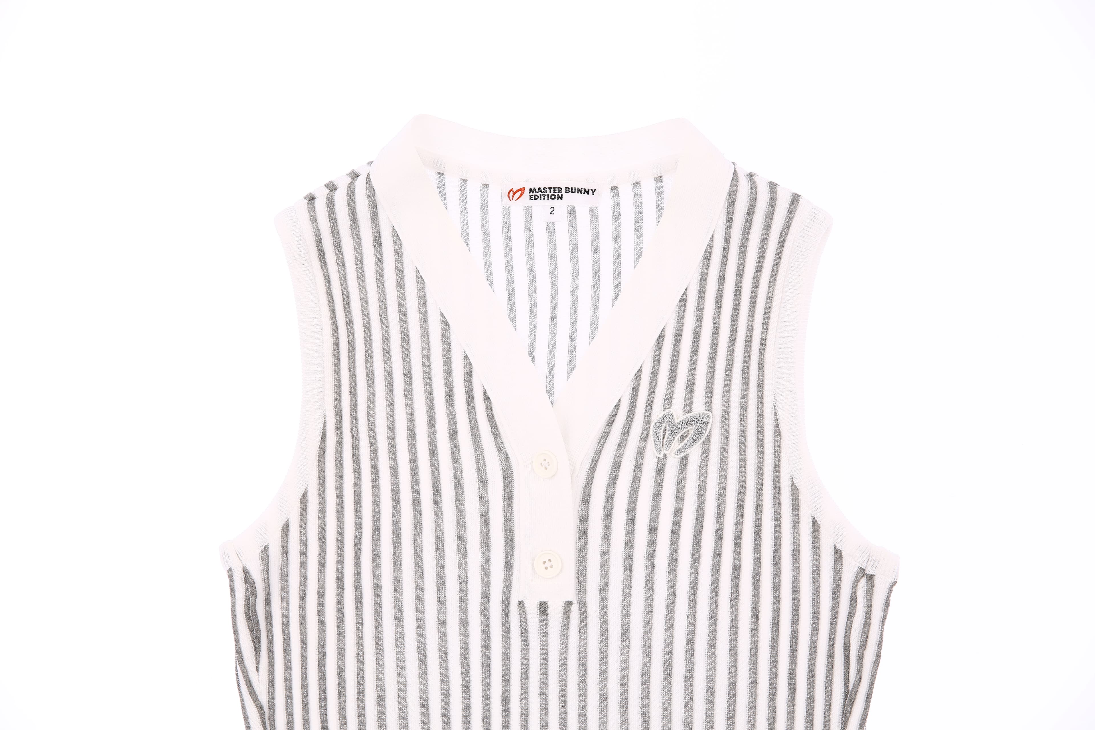 브이넥 스트라이프 니트 베스트