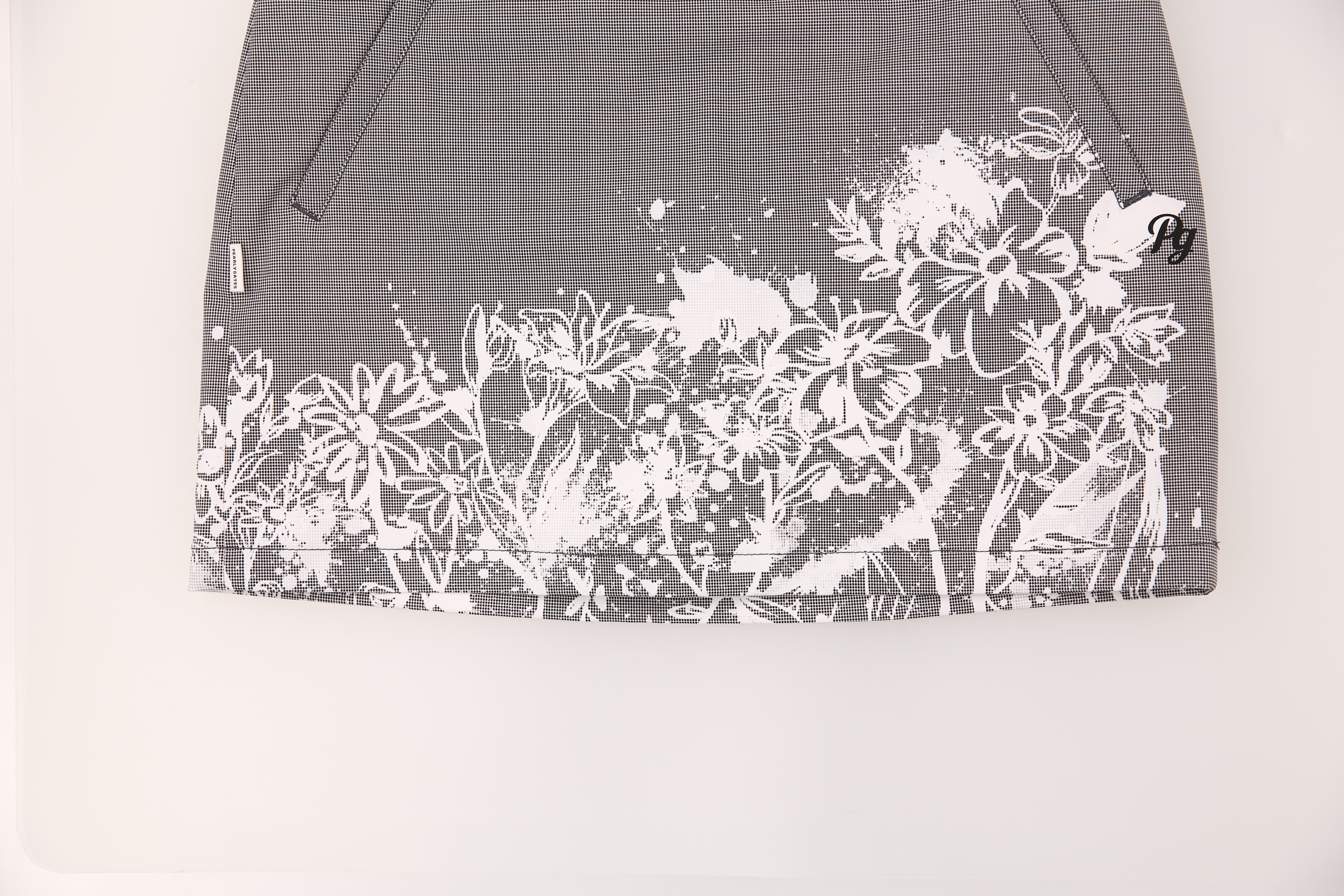 플라워 깅엄 체크 물결 스커트