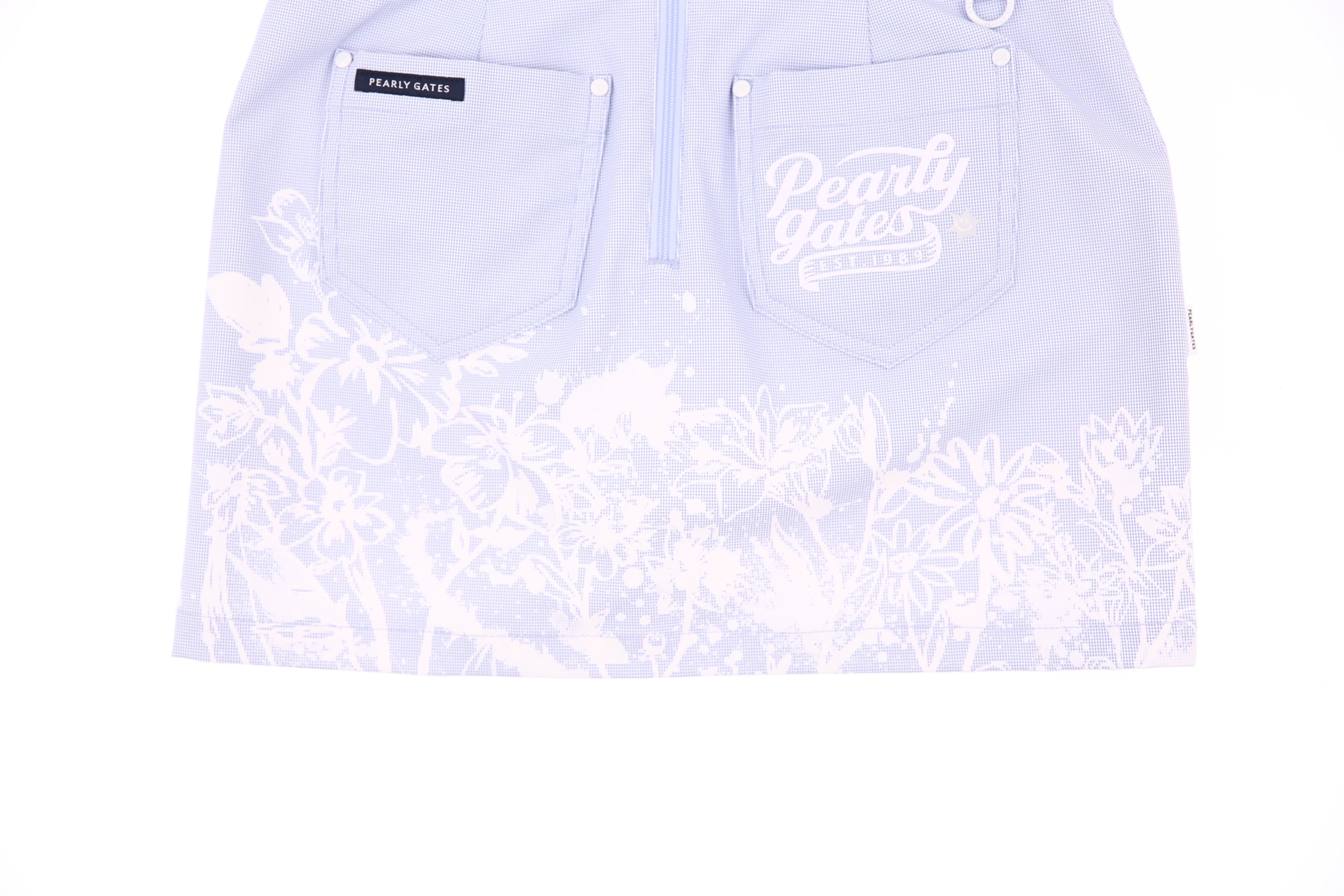 플라워 깅엄 체크 물결 스커트