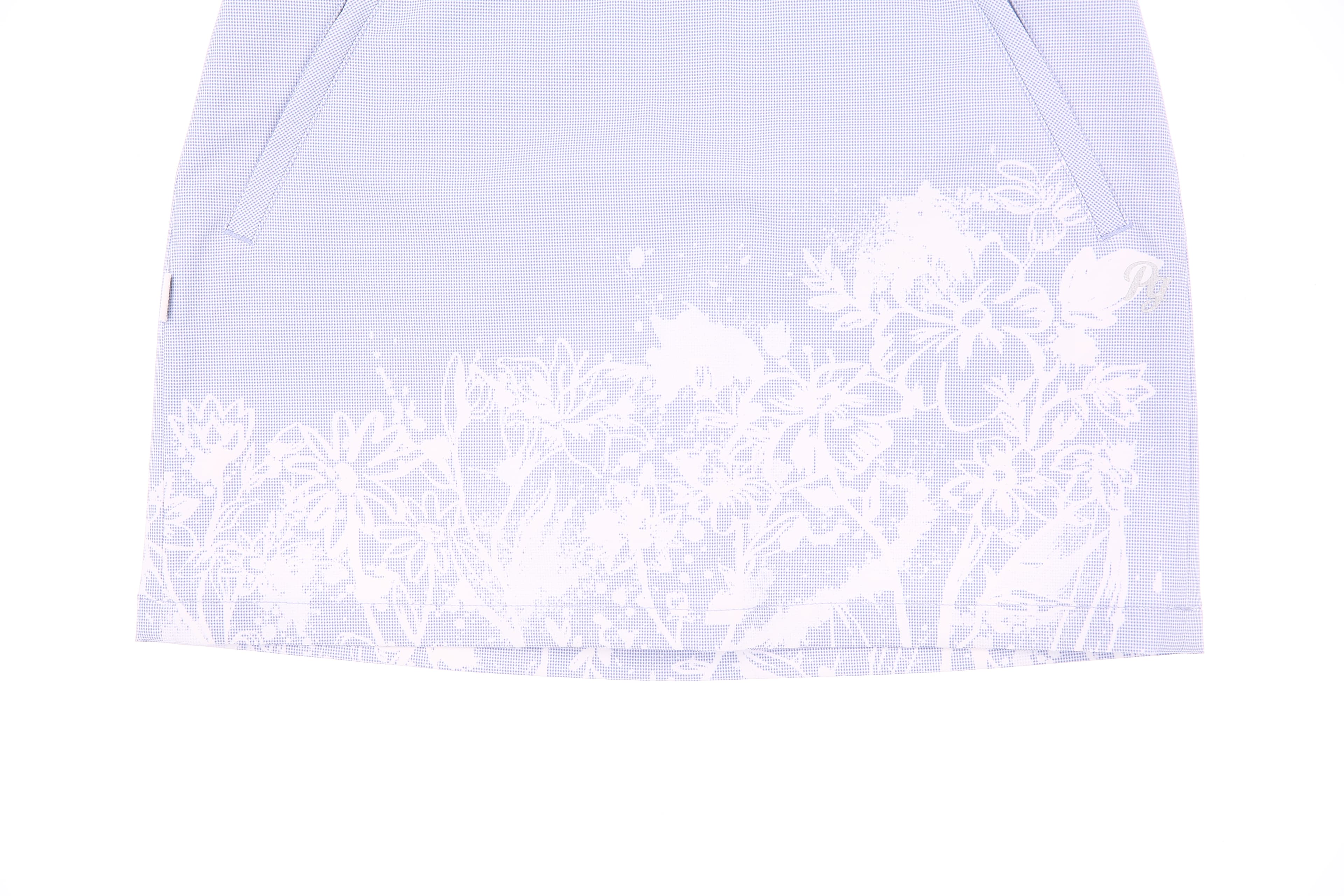 플라워 깅엄 체크 물결 스커트