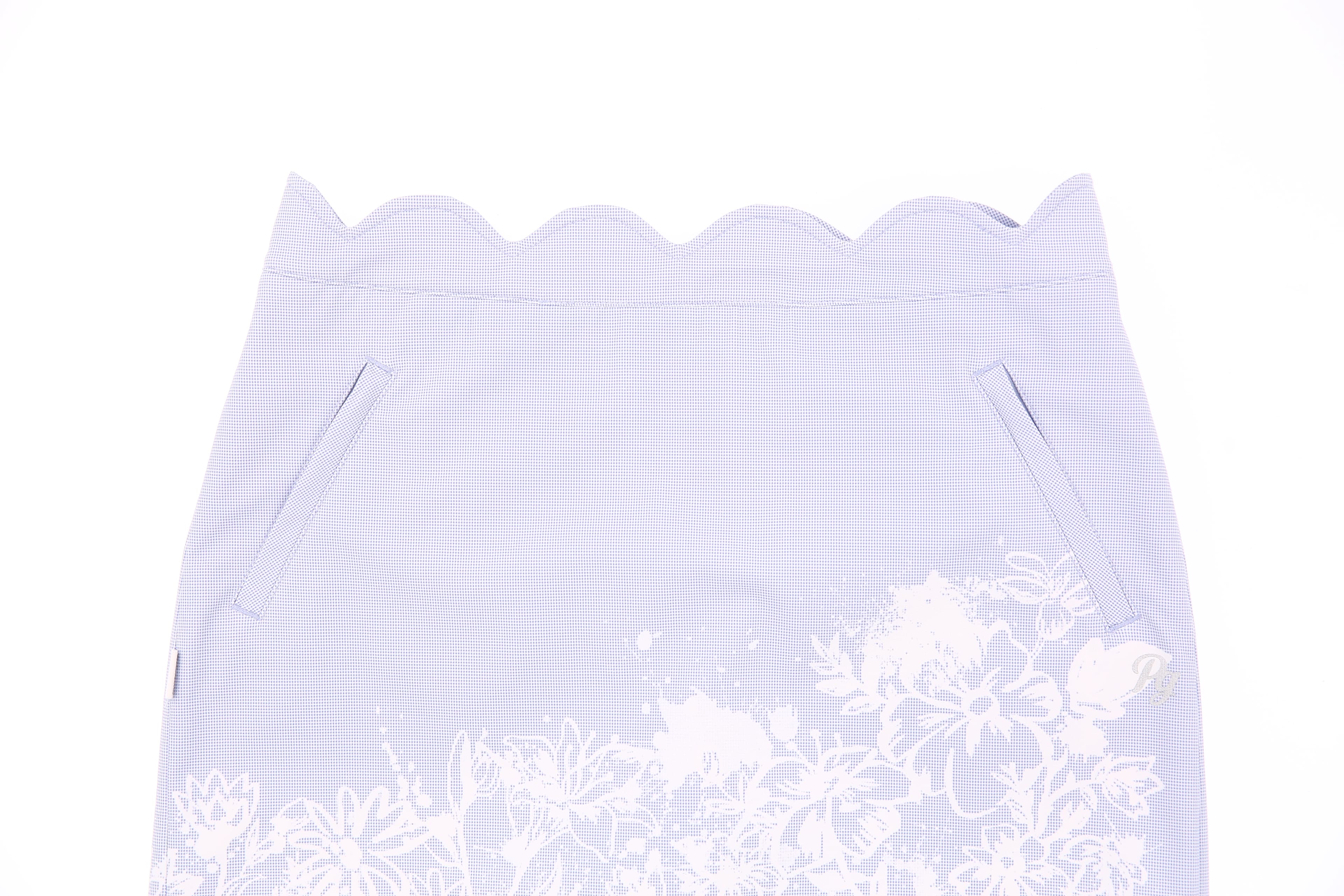 플라워 깅엄 체크 물결 스커트