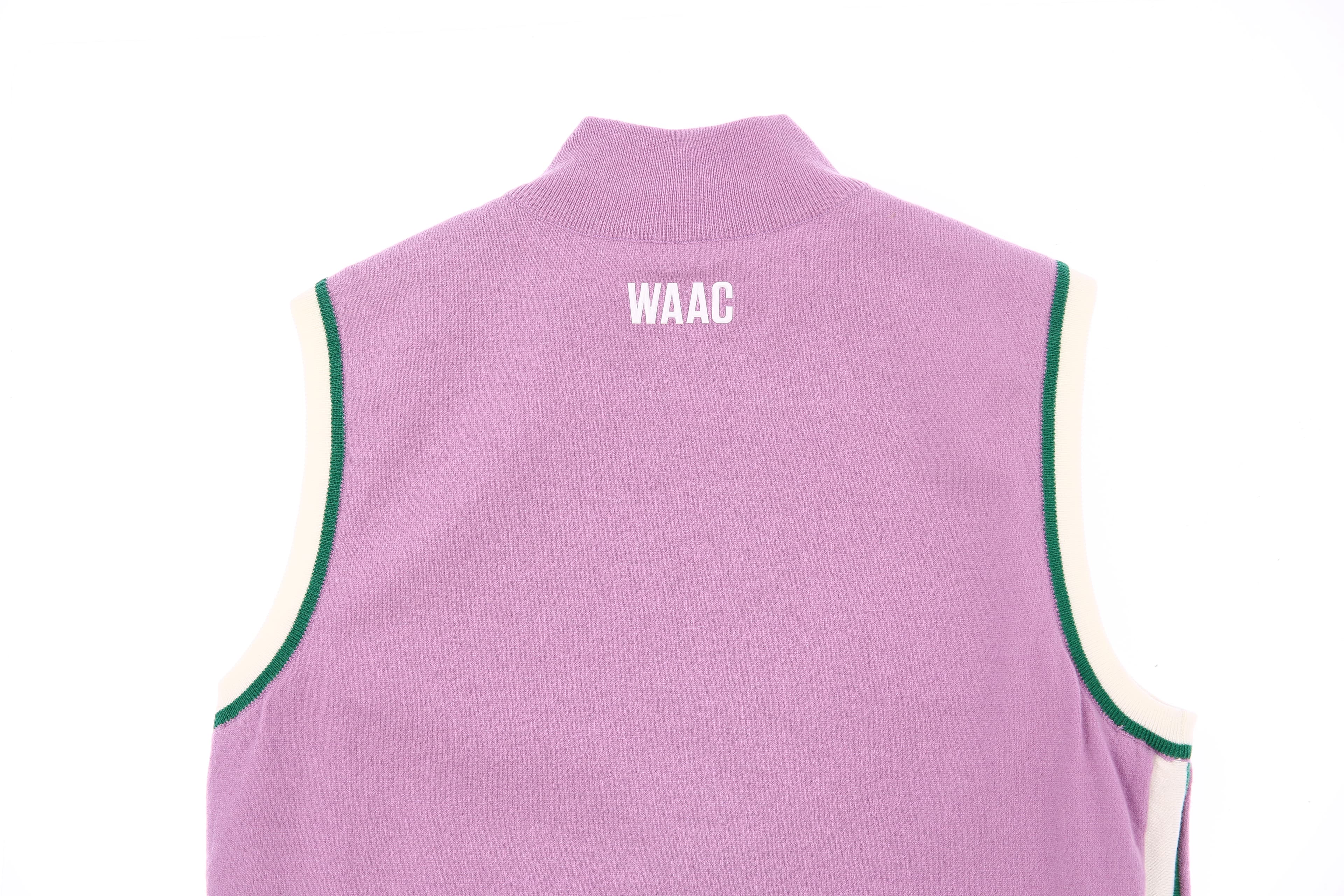 배색 민소매 니트 집업