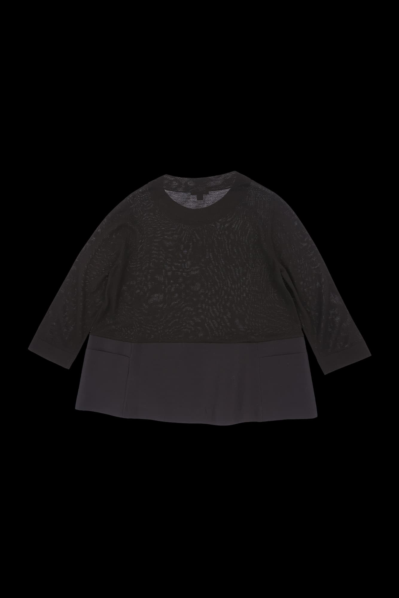 배색 긴팔 니트 