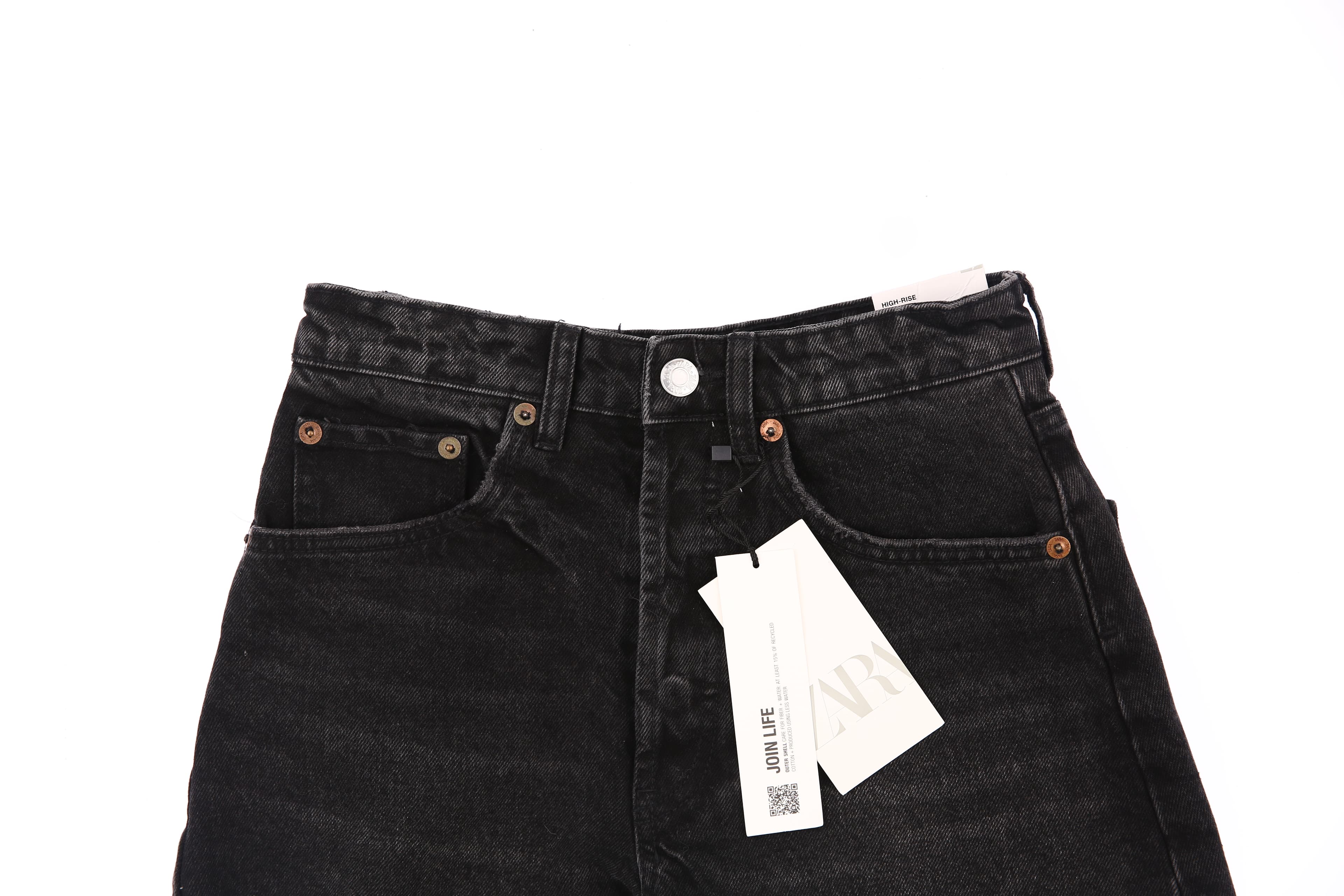 [새상품] 하이 라이즈 숏 데님 팬츠