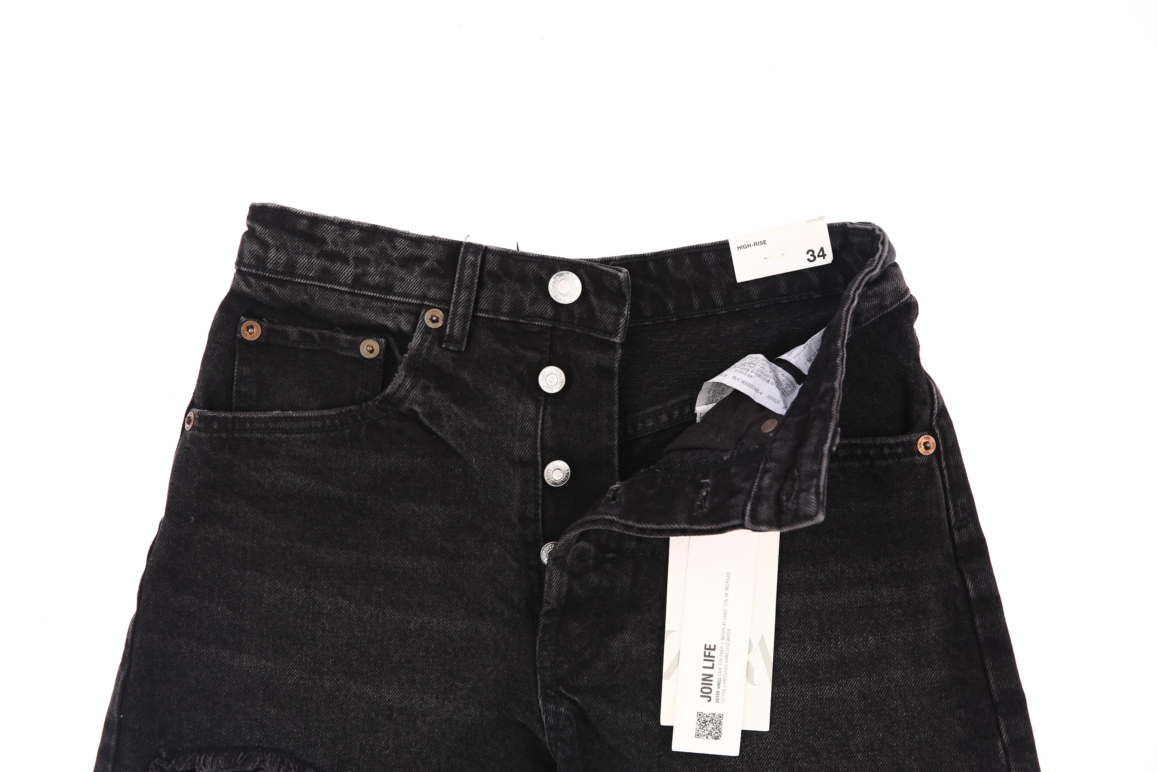 [새상품] 하이 라이즈 숏 데님 팬츠