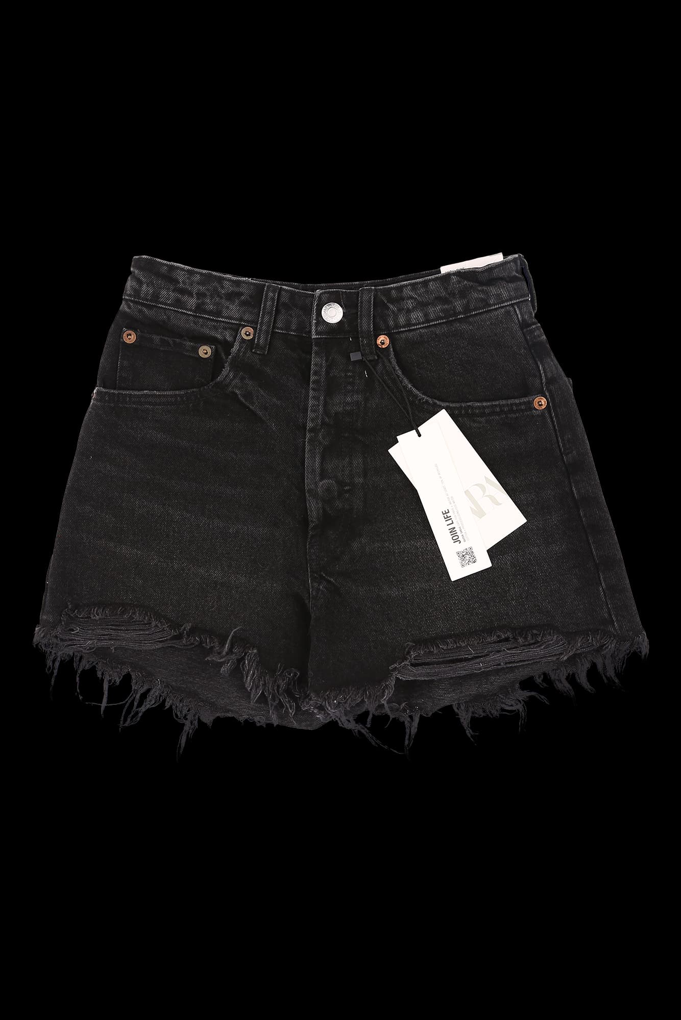 [새상품] 하이 라이즈 숏 데님 팬츠