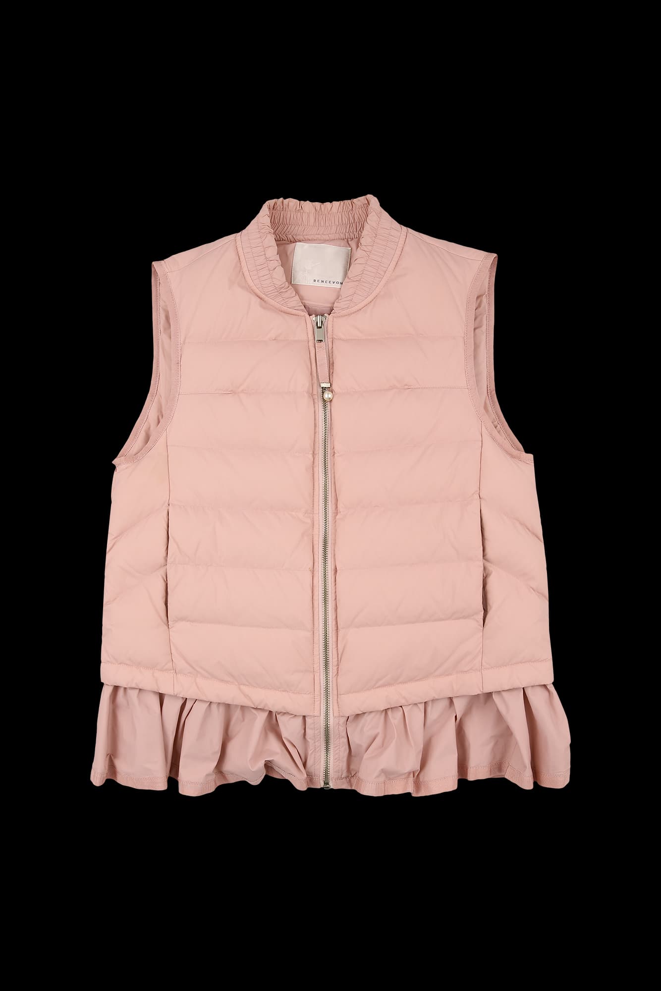 밑단 프릴 셔링 패딩 베스트