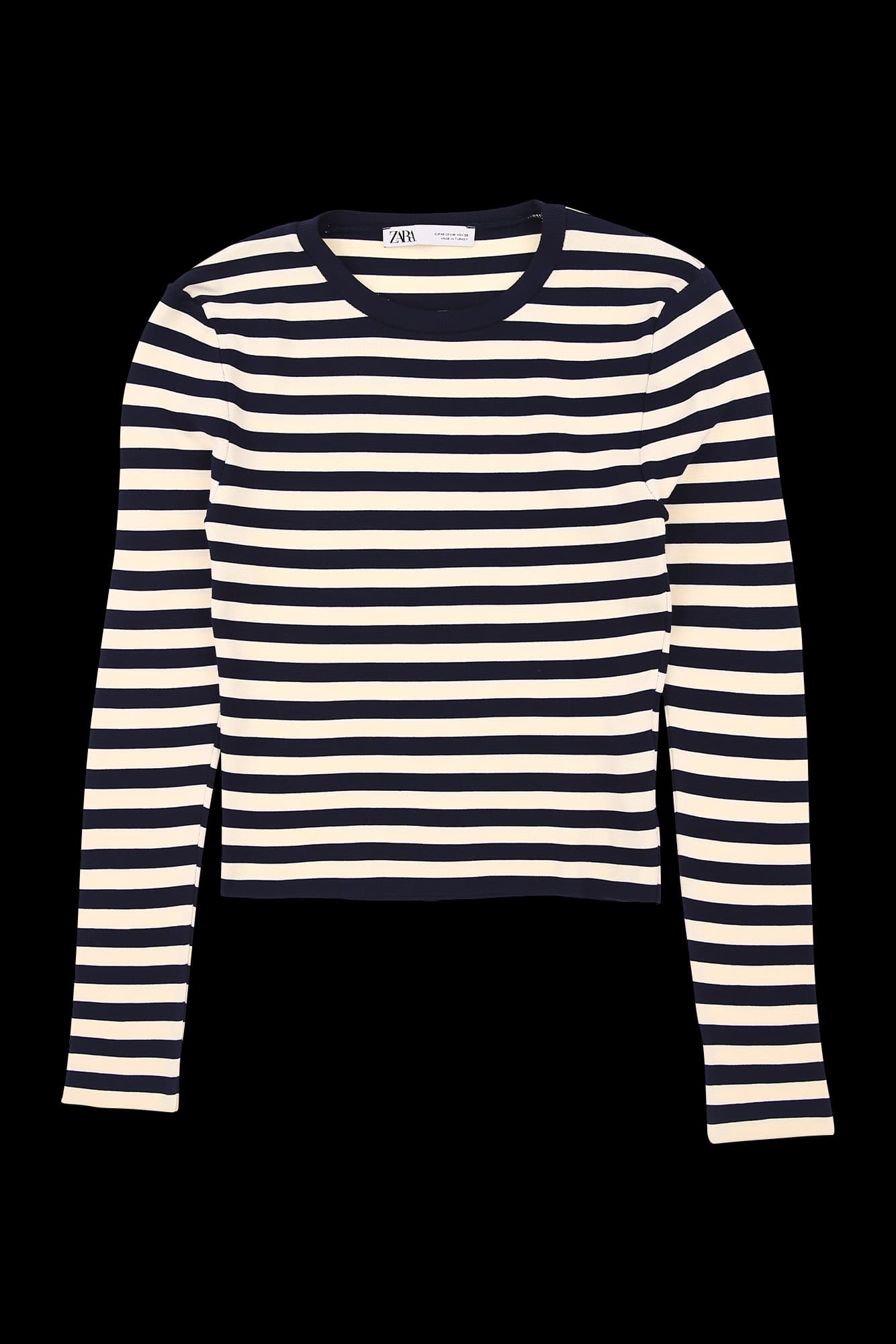 스트라이프 배색 긴팔 티셔츠