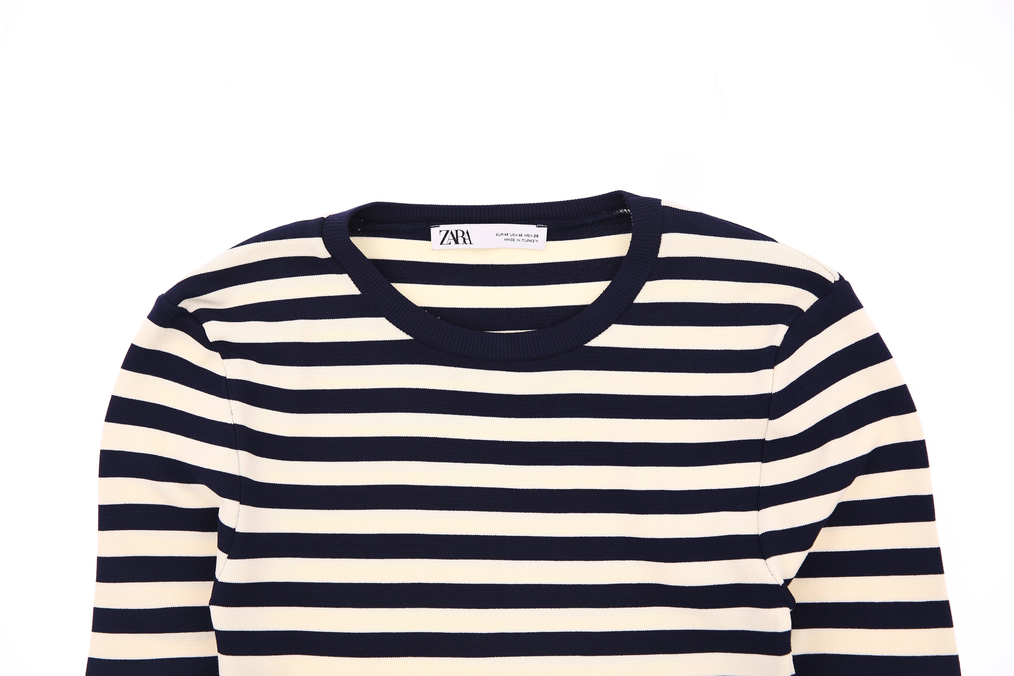 스트라이프 배색 긴팔 티셔츠