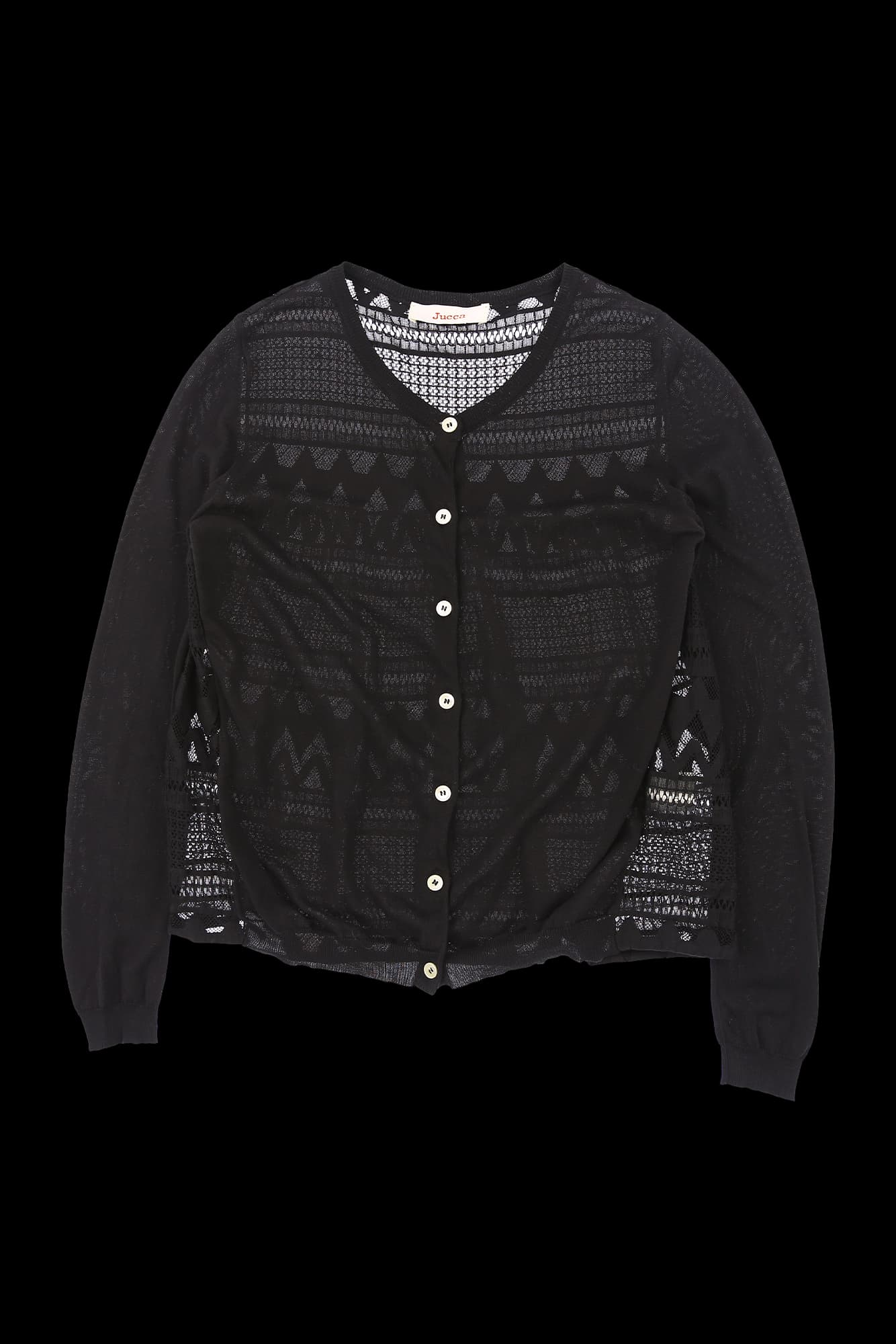 레이스 배색 니트 가디건