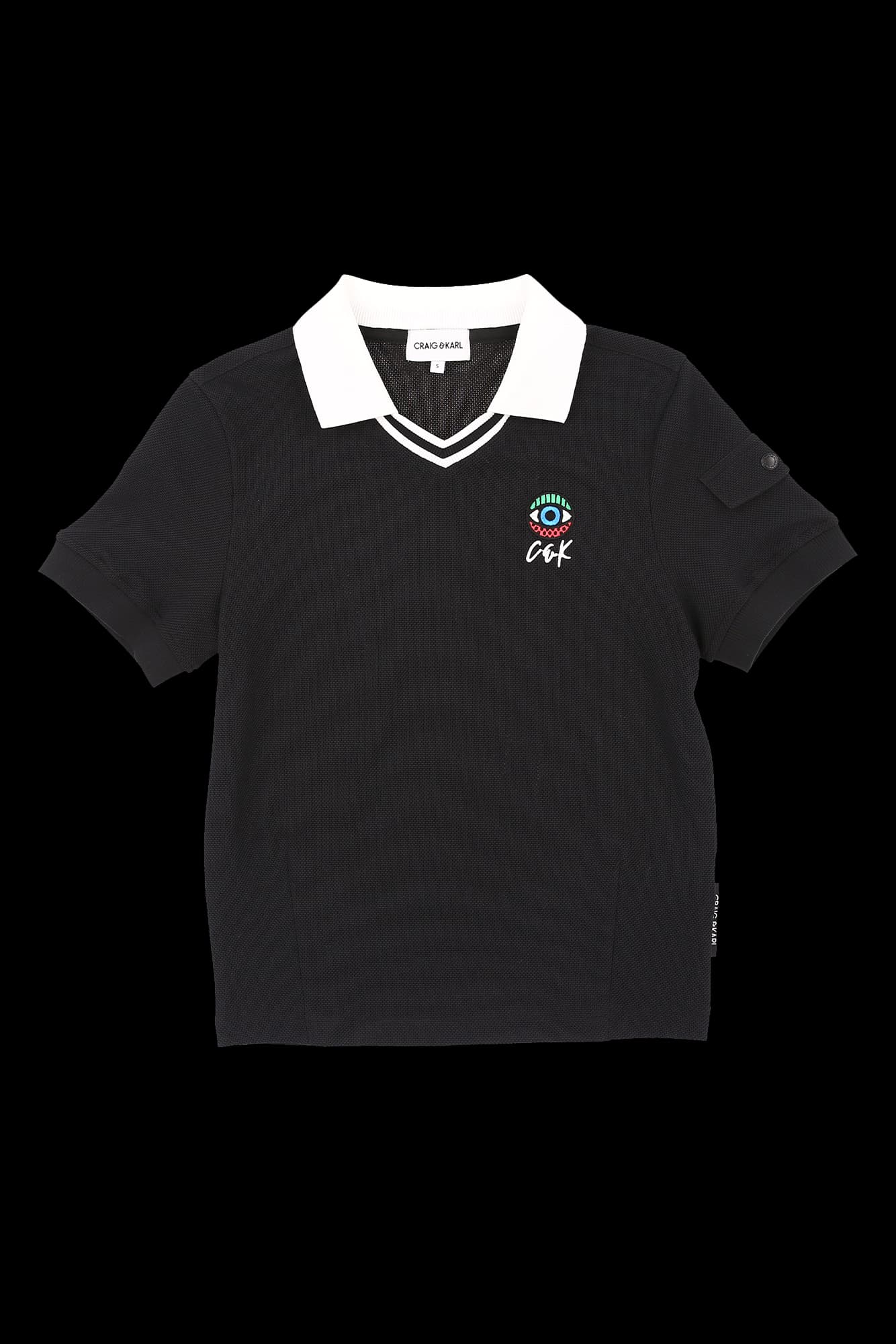 [2024] 오픈 카라 자수 로고 반팔 티셔츠