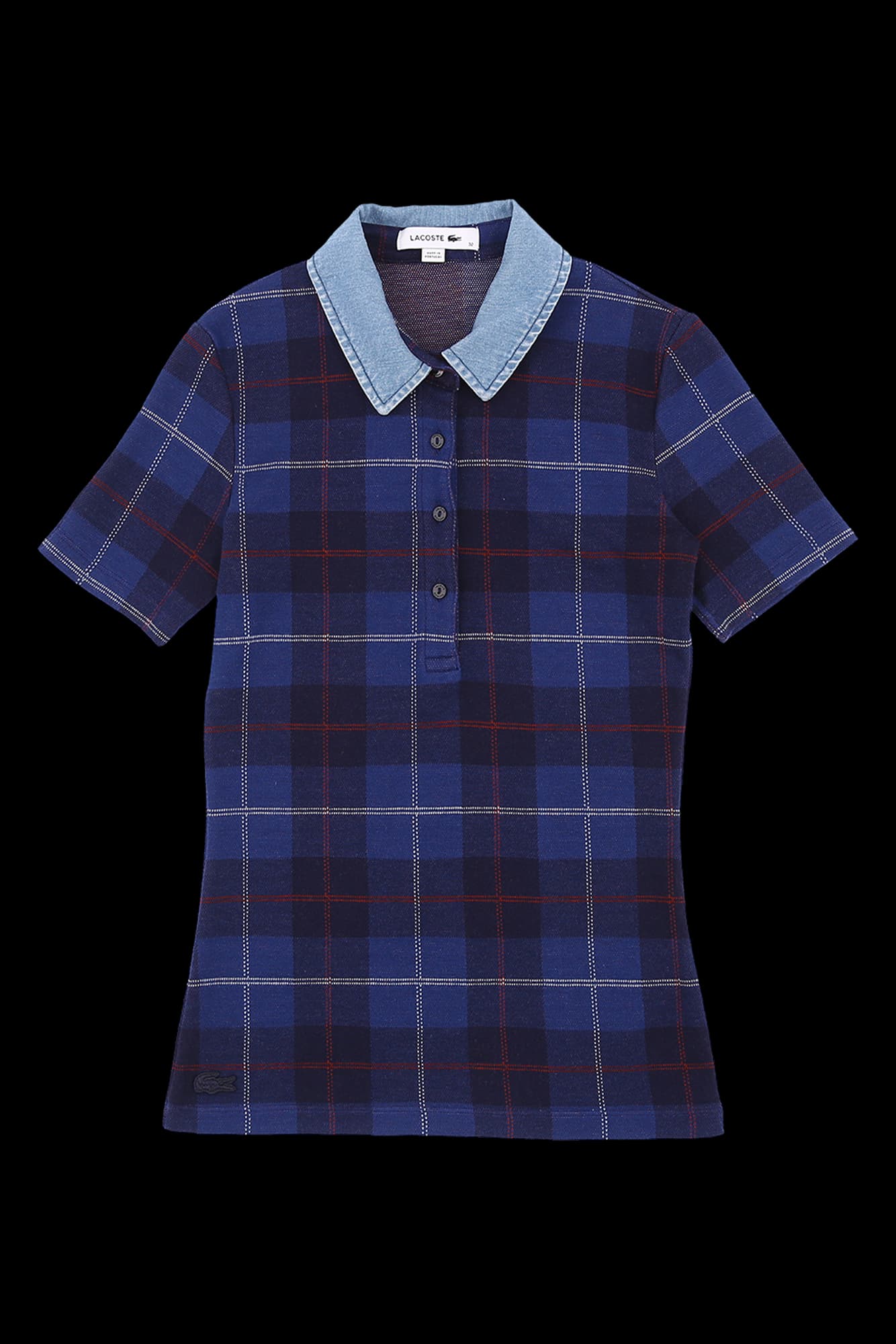 체크 반팔 카라 티셔츠