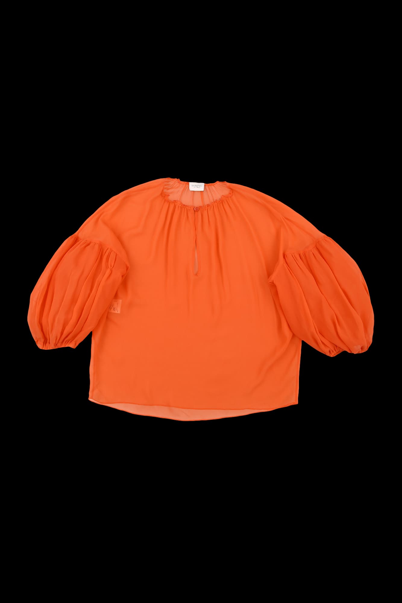 퍼프 소매 쉬폰 블라우스