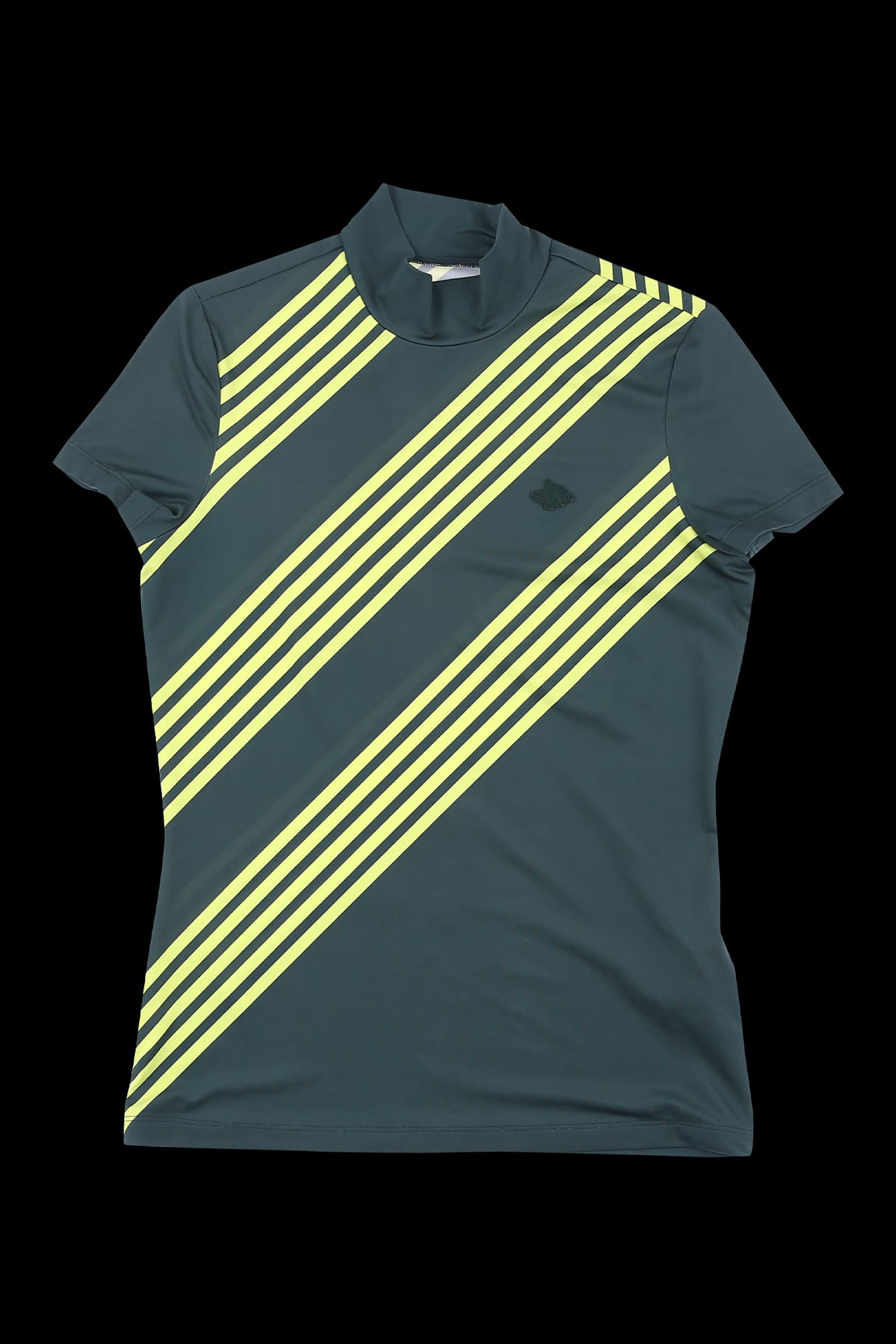 배색 스트라이츠 하이넥 반팔 티셔츠