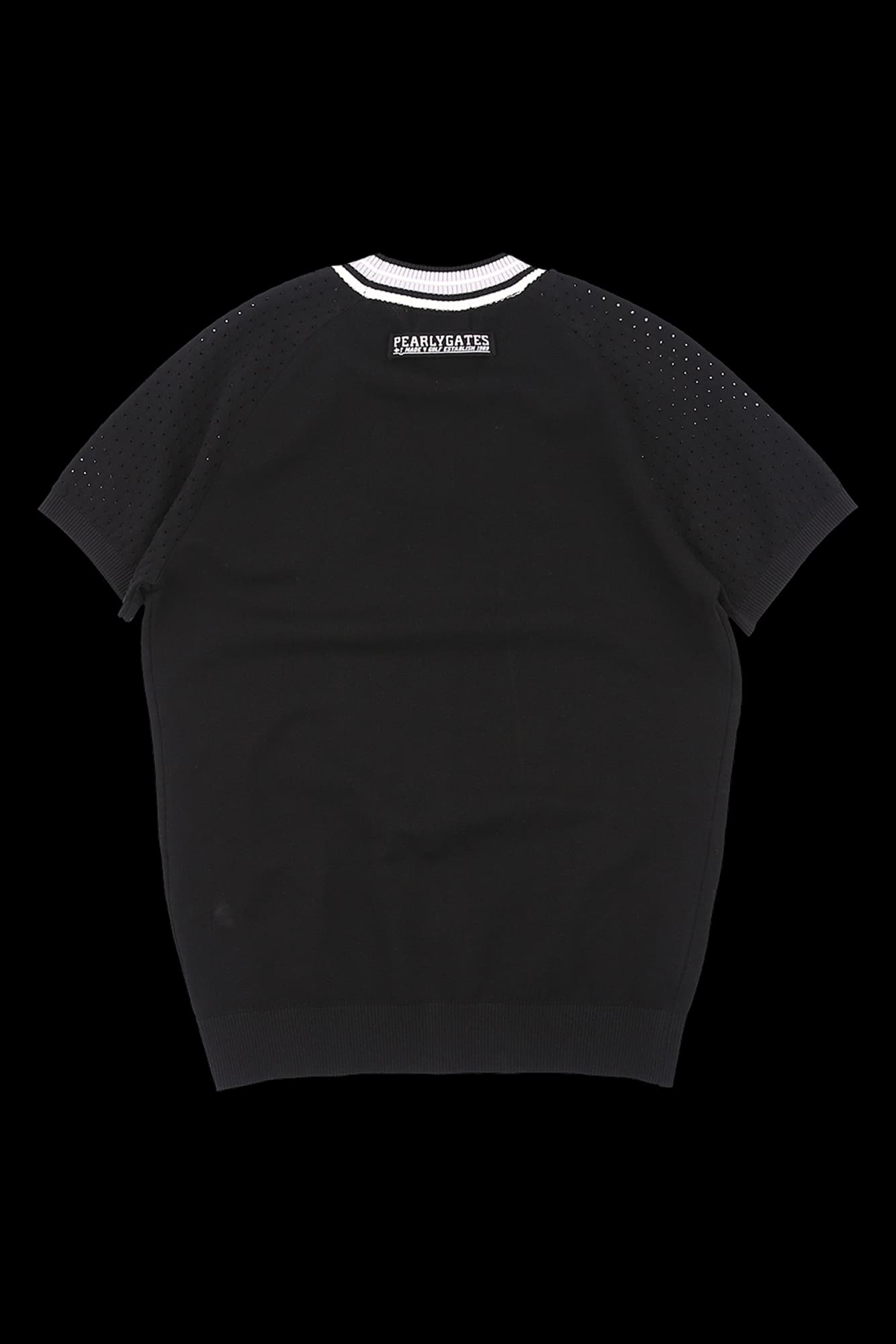 [새상품] 라운드 배색 펀칭 반팔 니트