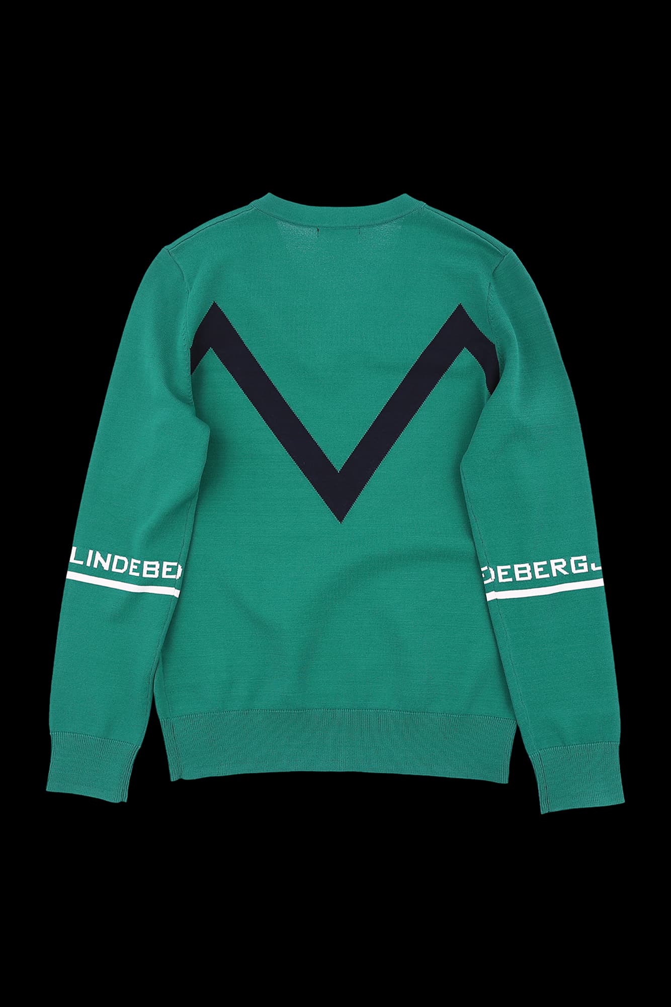 V이넥 배색 긴팔 니트