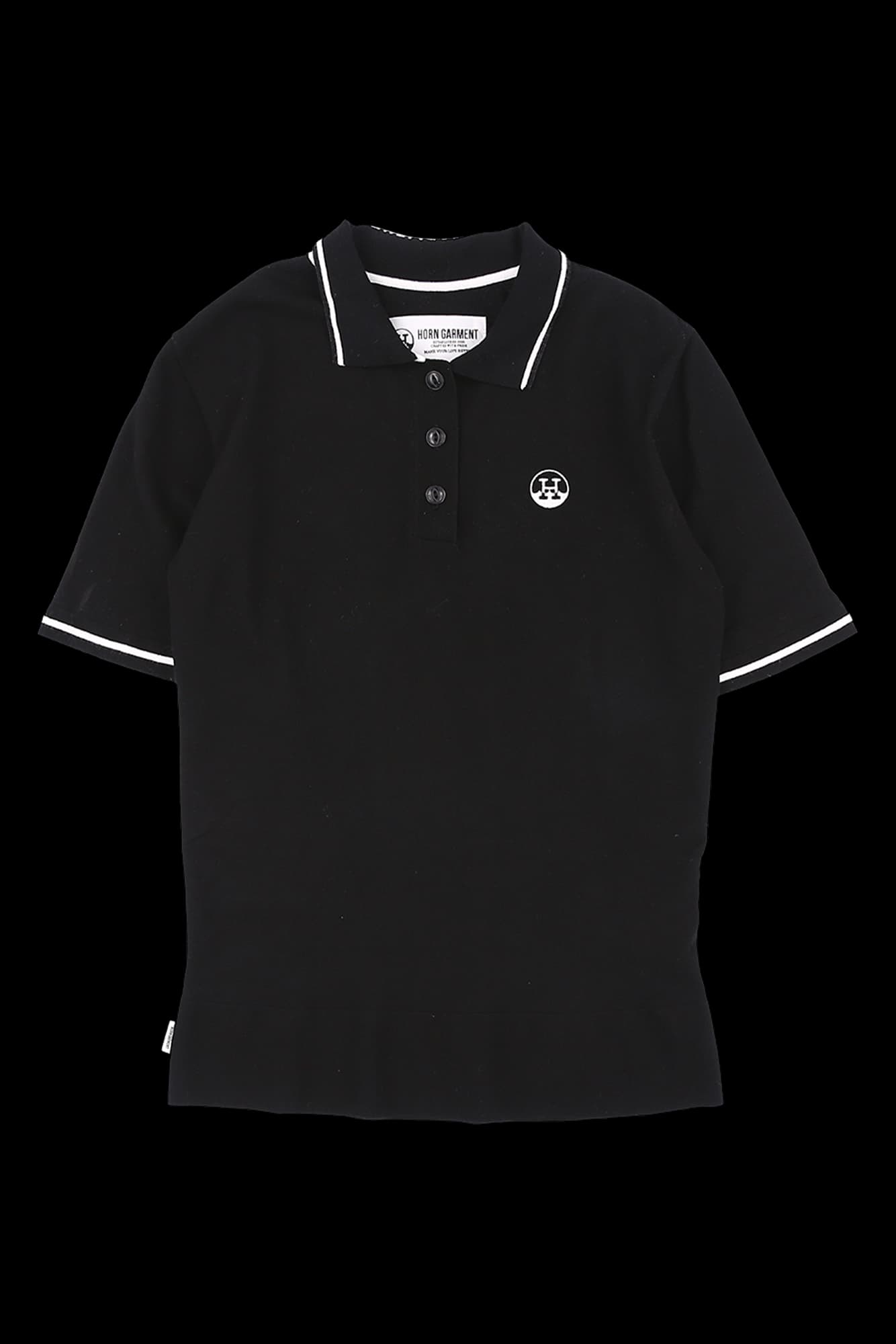 배색 카라 반팔 니트