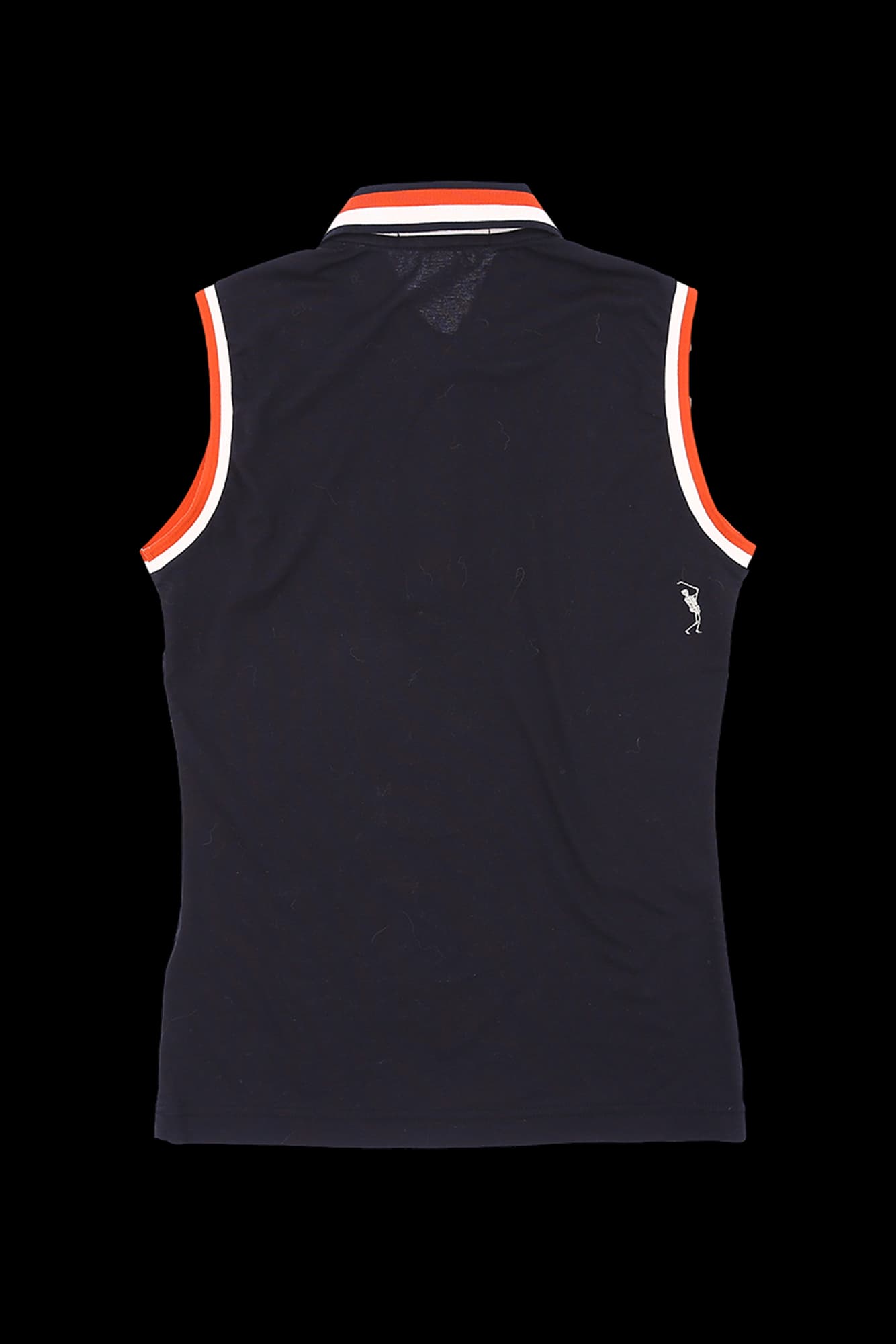 비즈 배색 카라 민소매 티셔츠