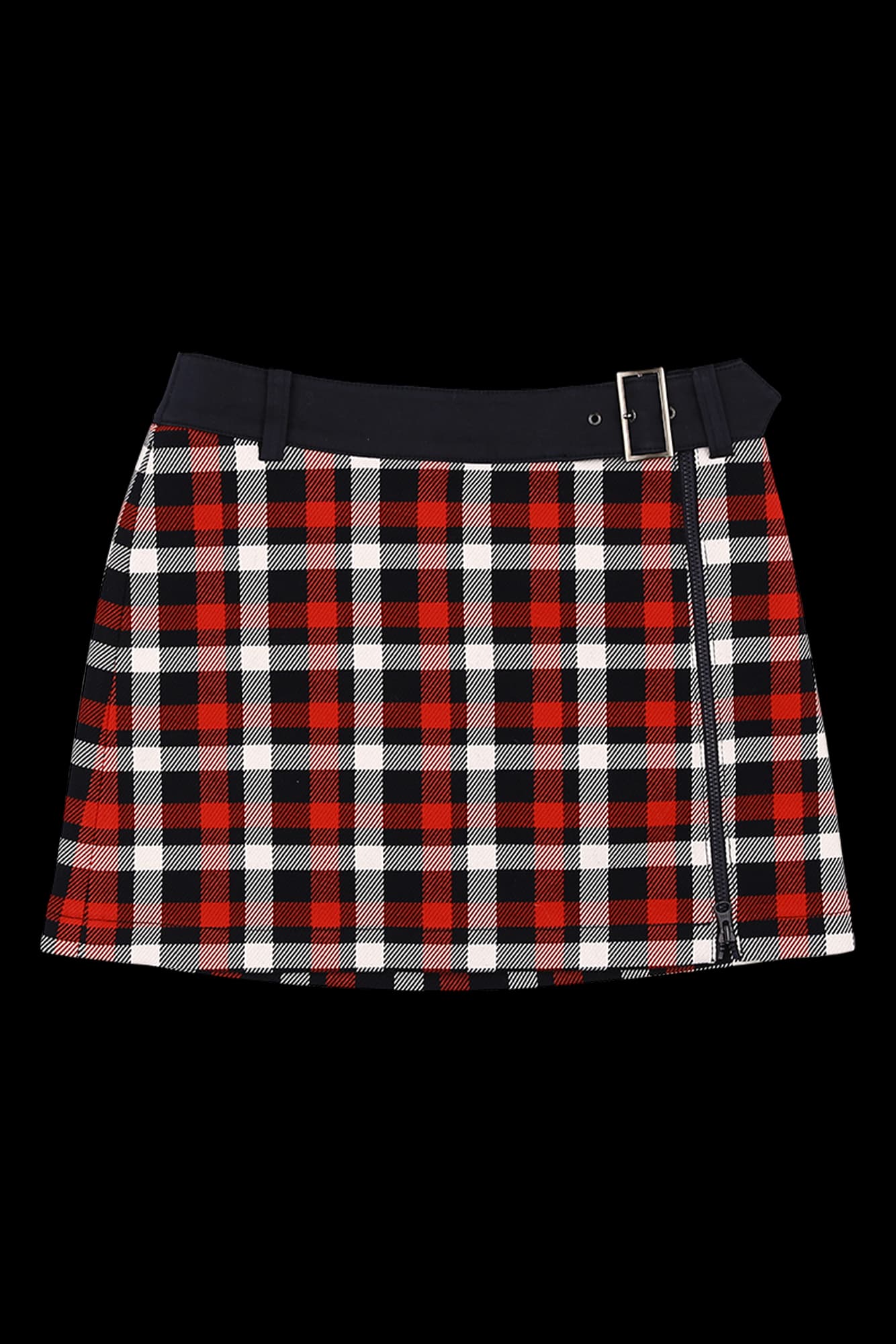 체크 사선 지퍼 스커트