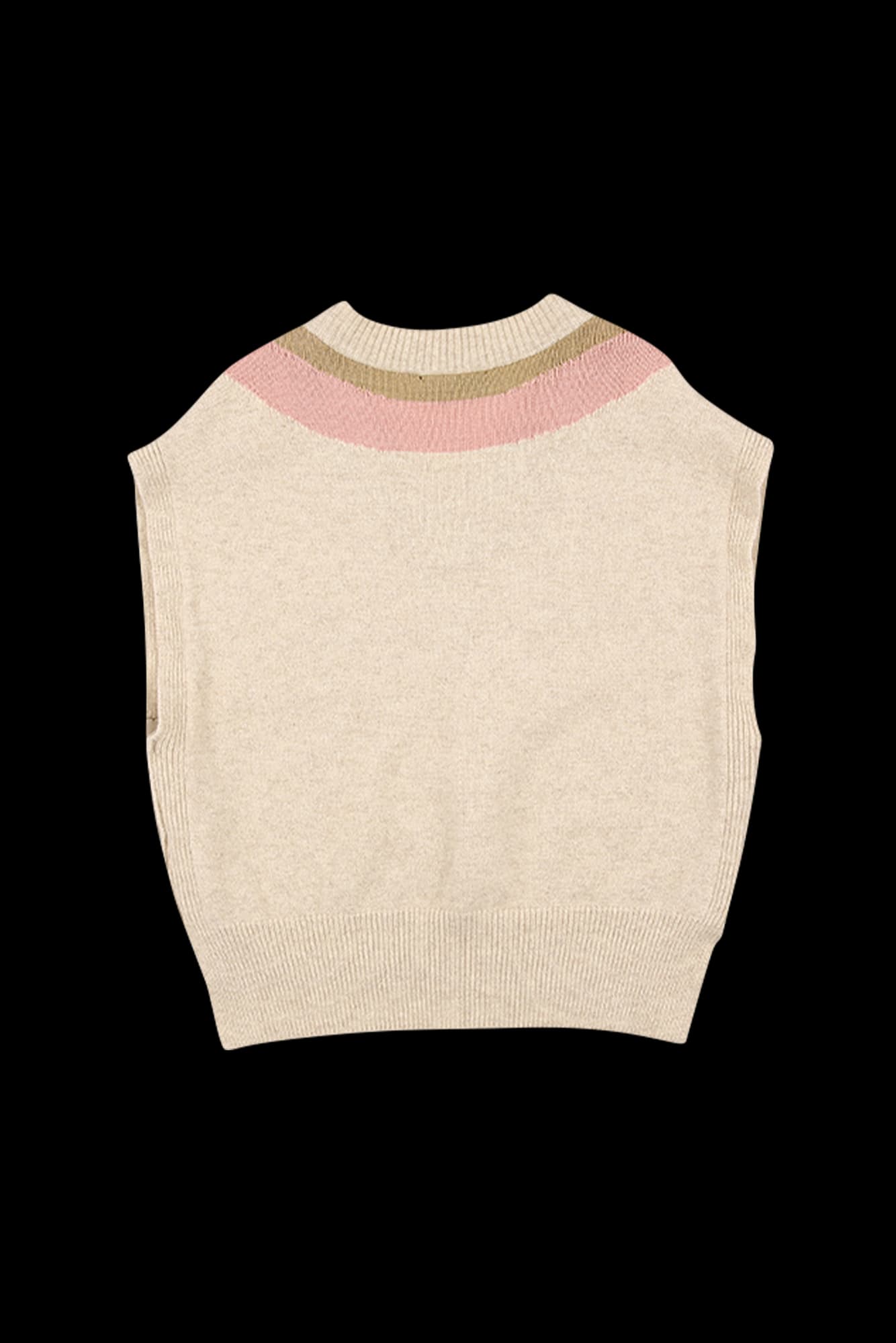 V넥 배색 니트 베스트