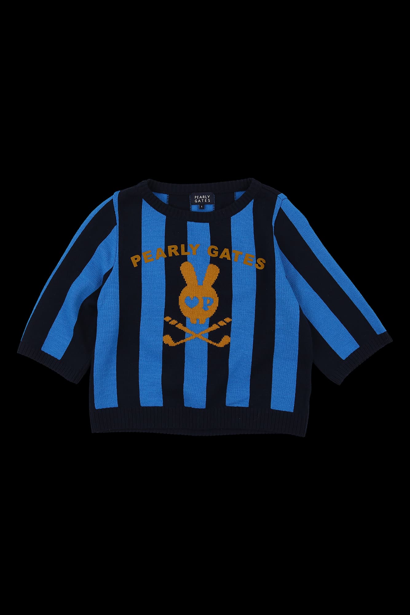 스트라이프 배색 로고 니트