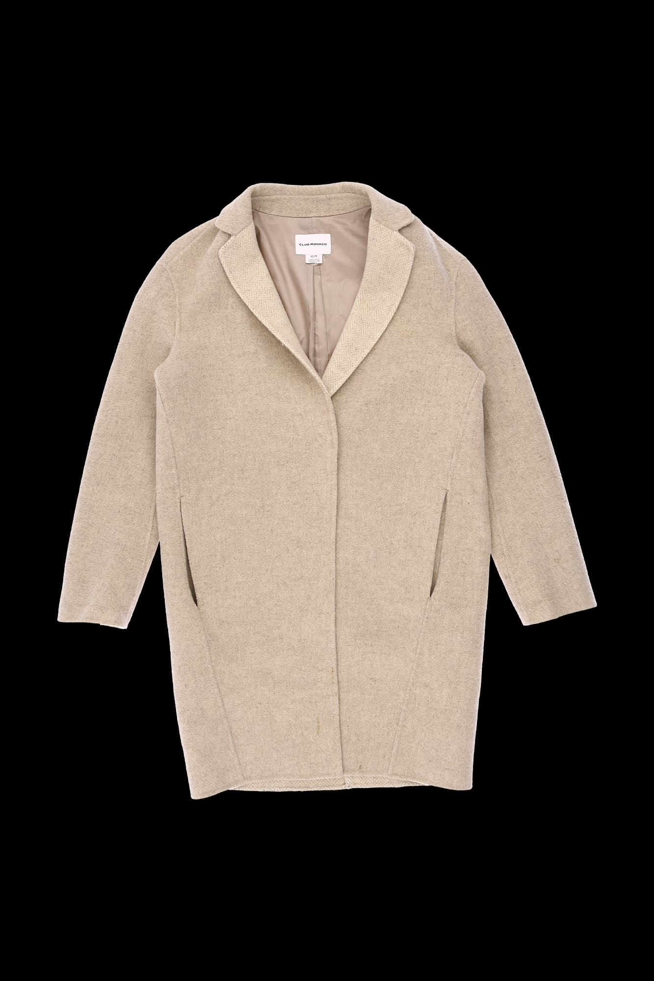 헤링본 카라 배색 코트