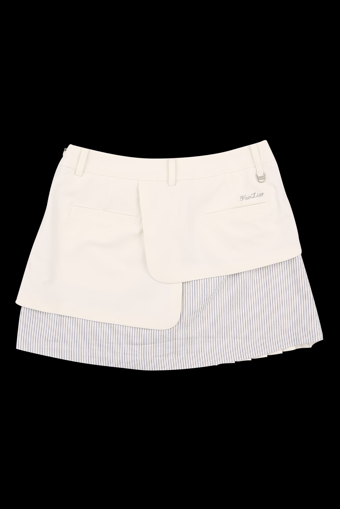 스트라이프 배색 플리츠 스커트