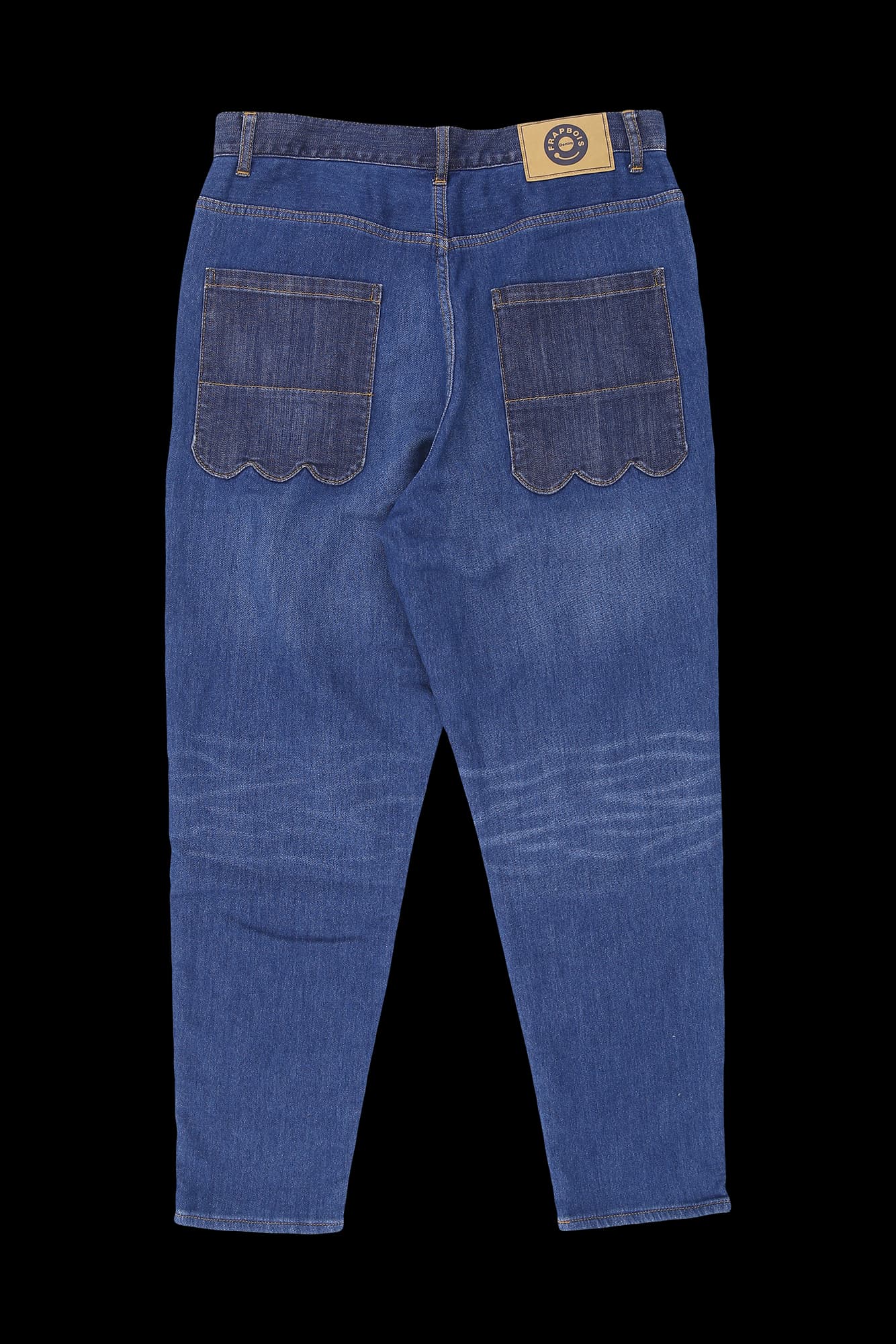 도트 프린팅 롤업 데님 롱팬츠