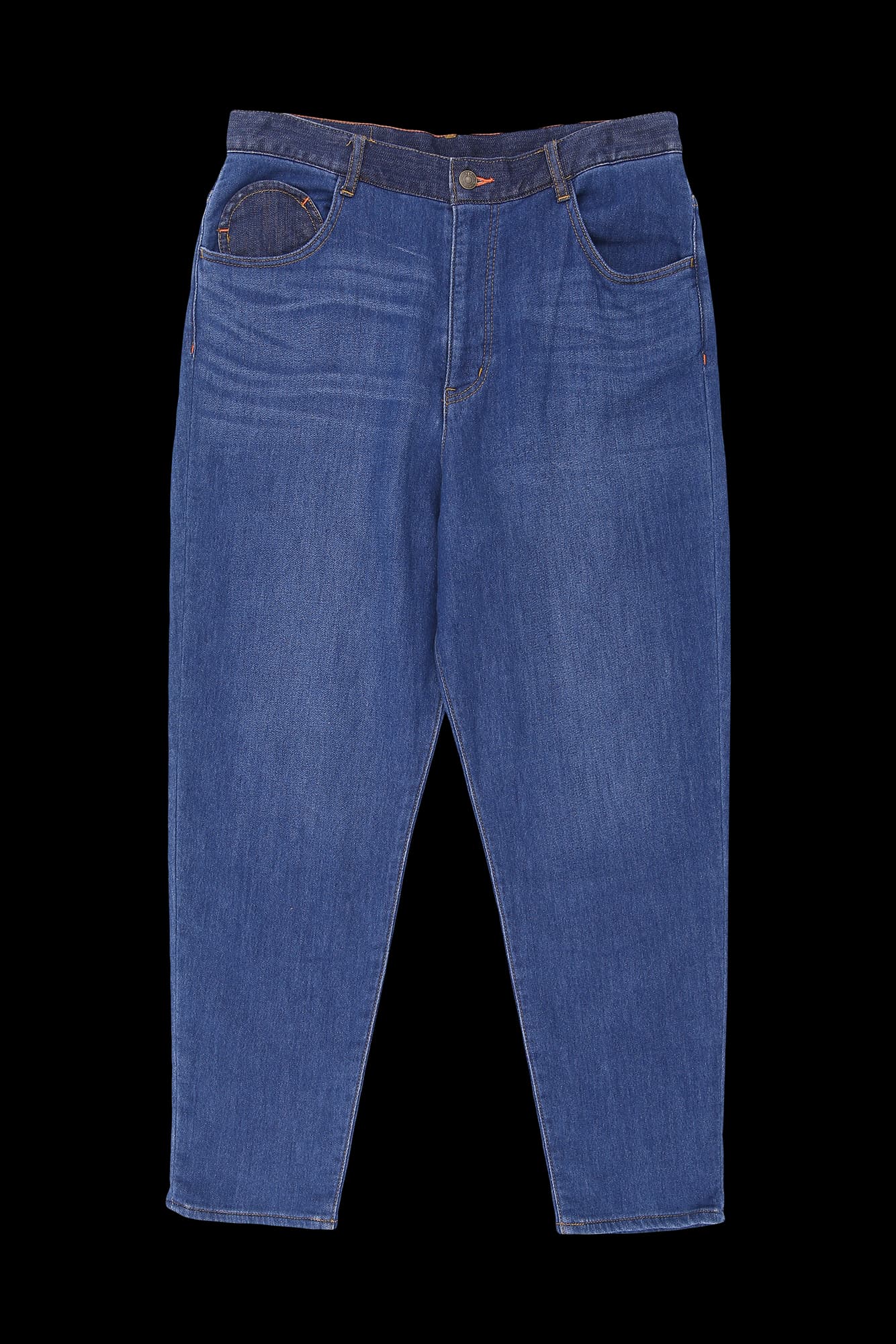 도트 프린팅 롤업 데님 롱팬츠