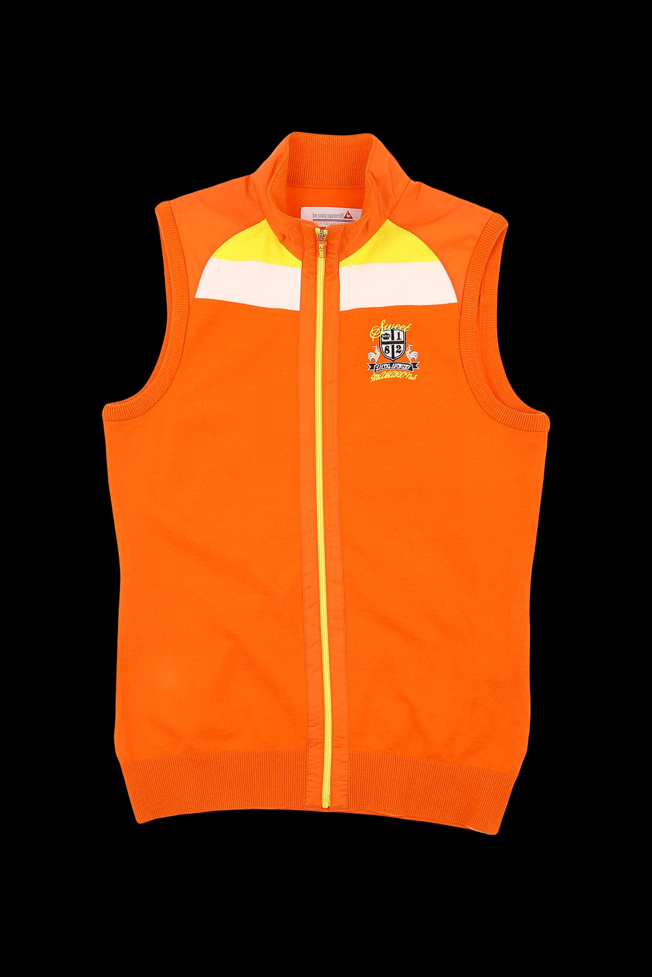 배색 반목 니트 집업 베스트