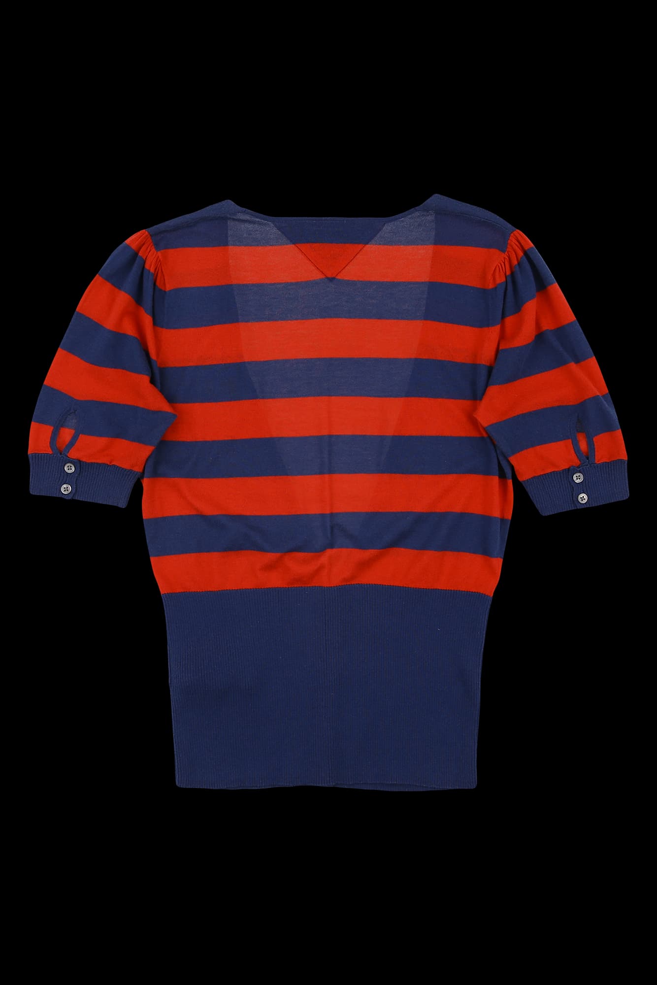 스트라이프 반팔 니트 가디건