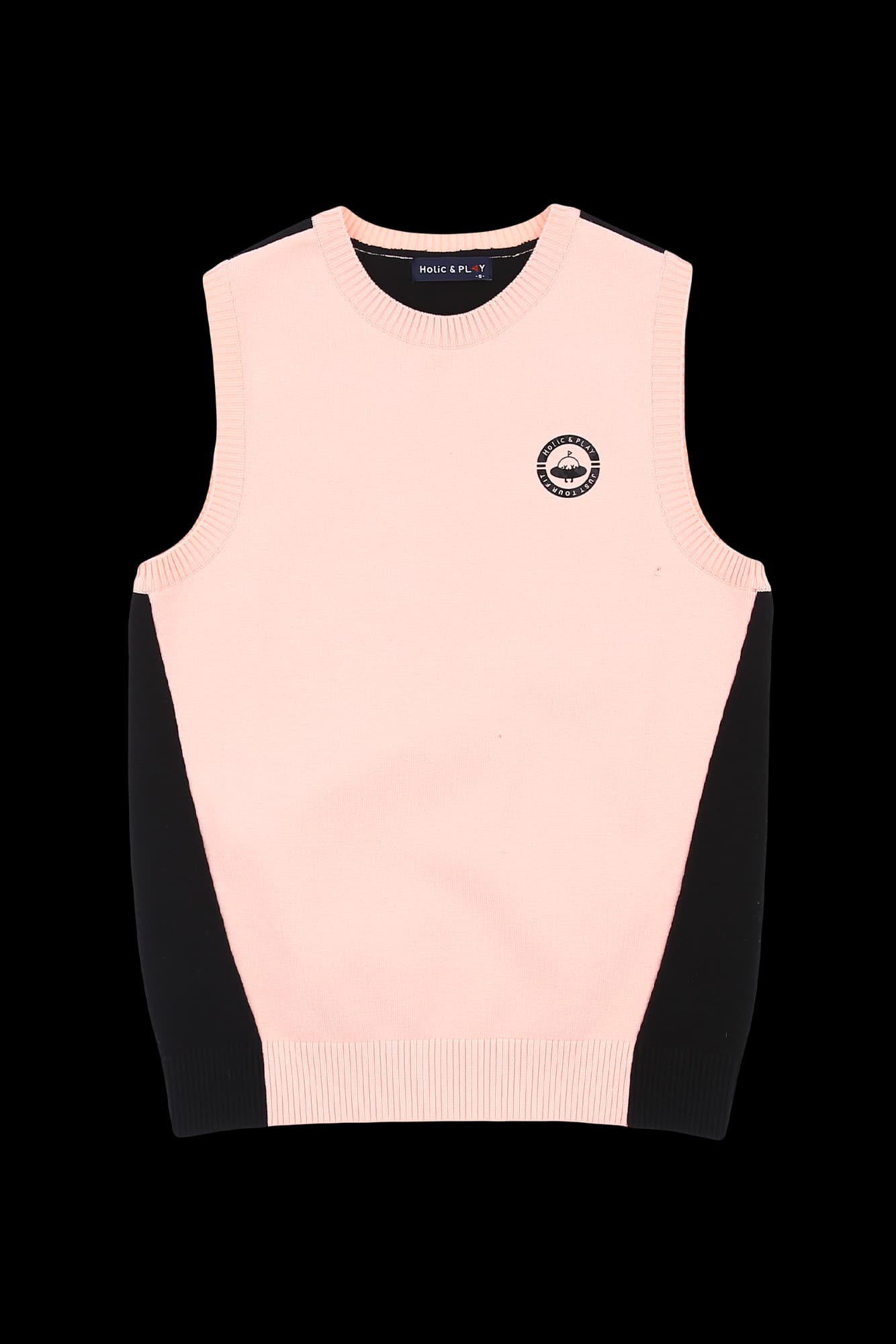 배색 민소매 니트 베스트