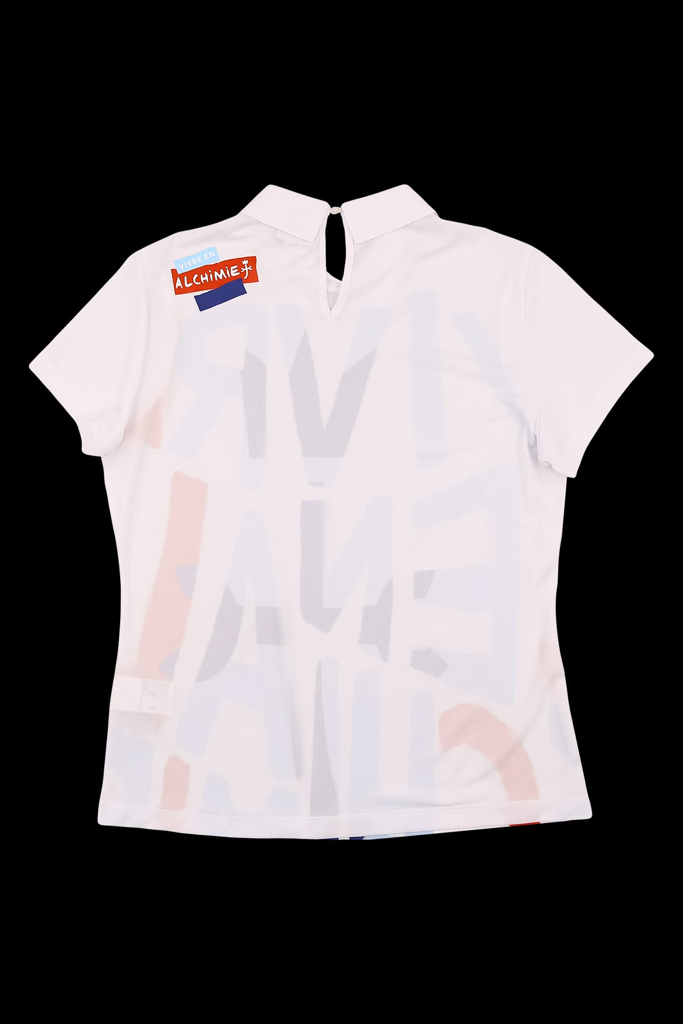 메쉬 프린팅 카라 반팔 티셔츠