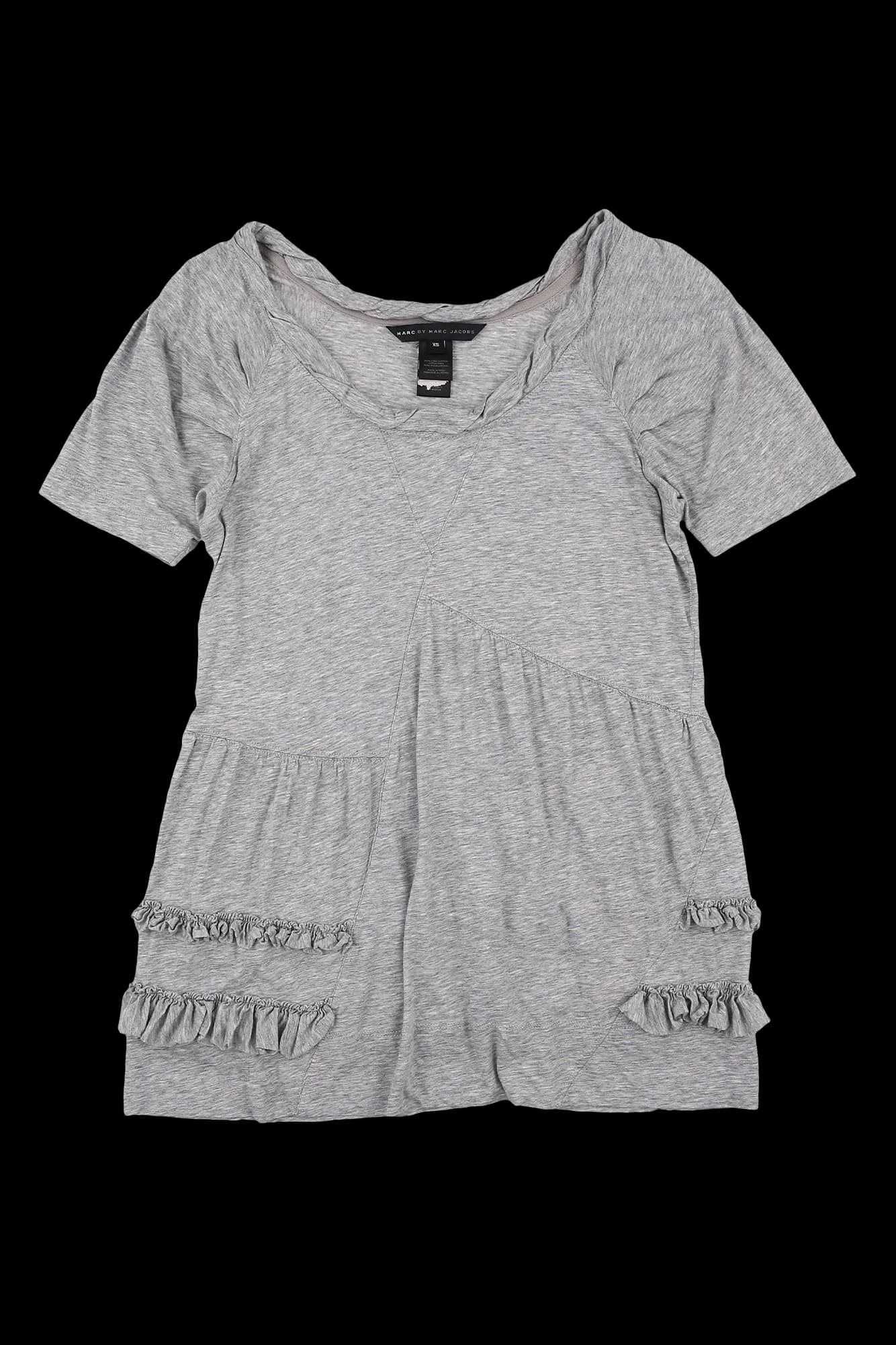 프릴 절개 라인 반팔 티셔츠