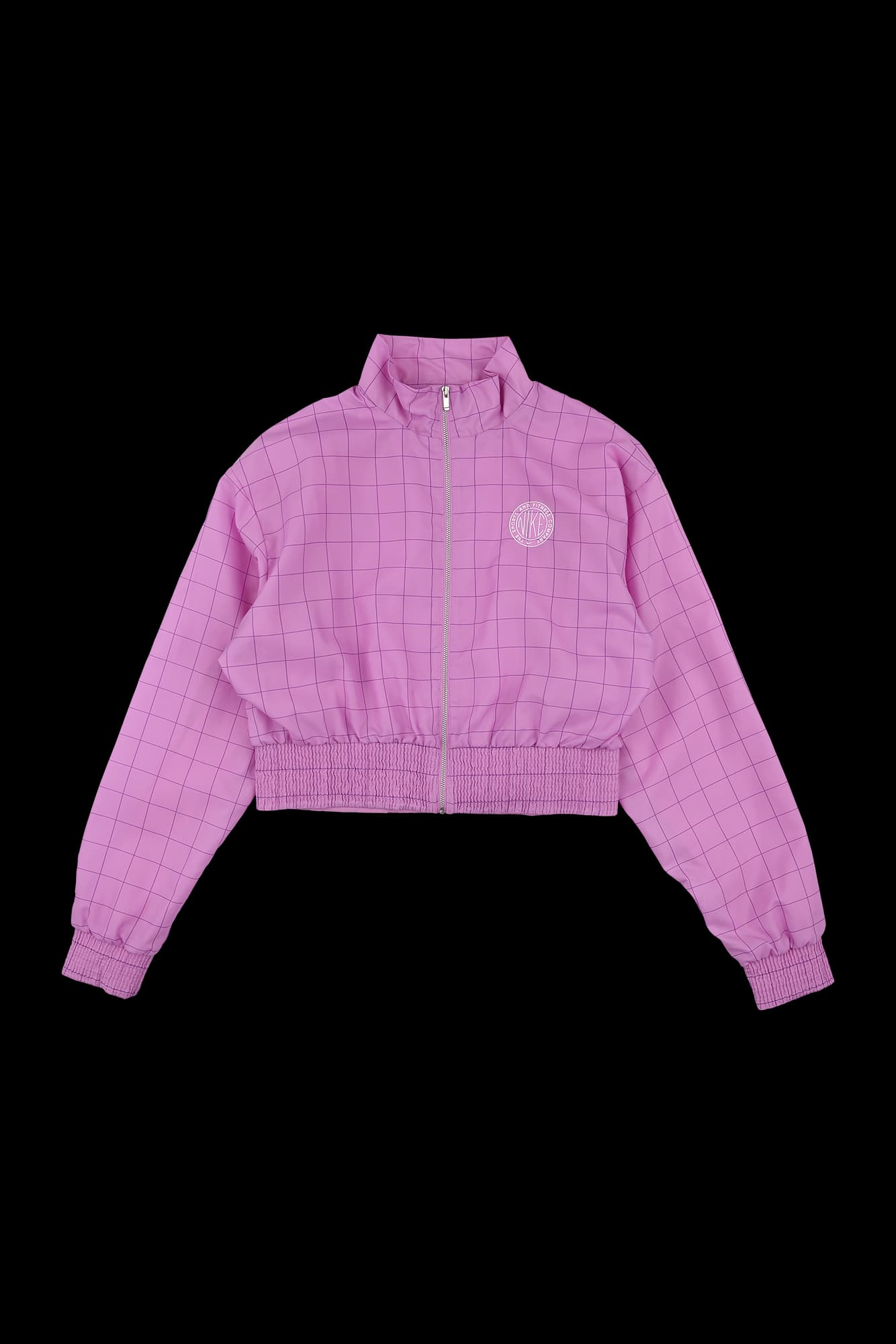 스퀘어 패턴 크롭 바람막이