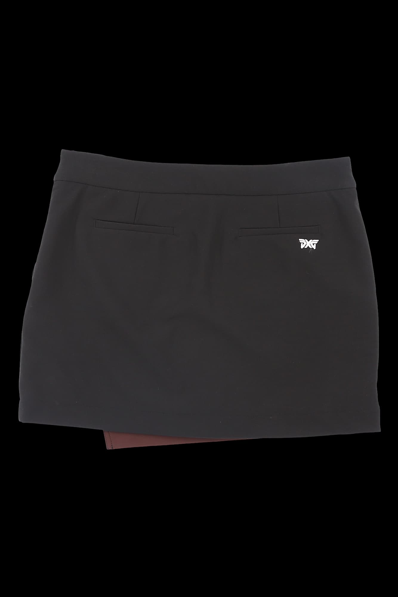 사선 배색 버튼 스커트