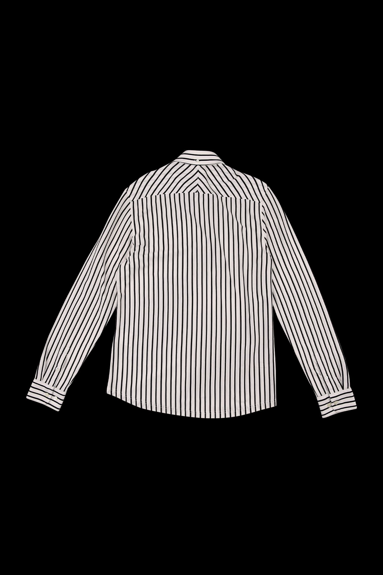 스트라이프 카라 긴팔 셔츠