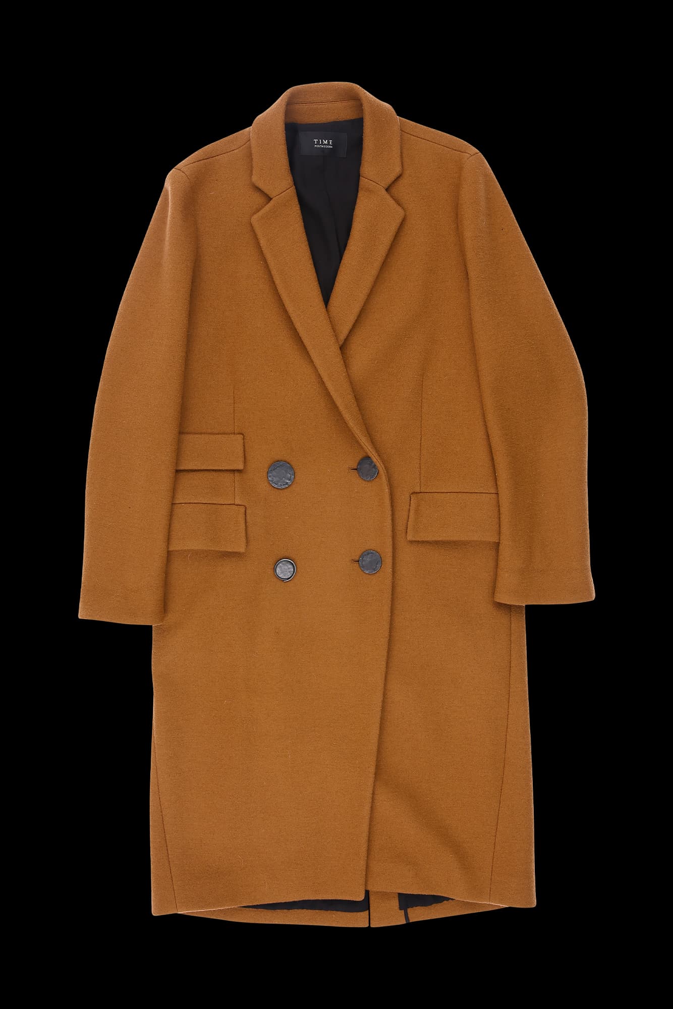 아웃 포켓 모직 롱코트