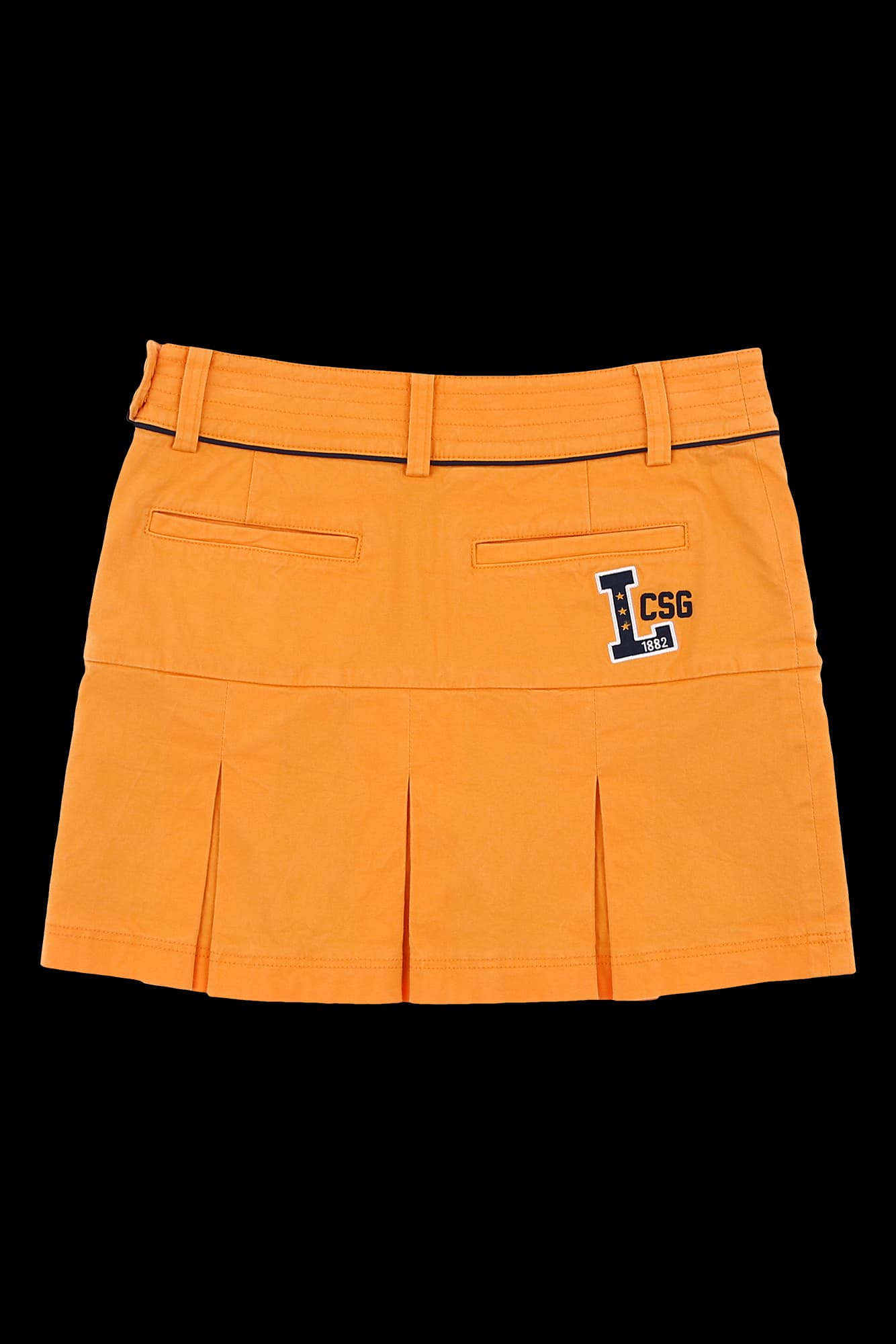 투버튼 자수 로고 플리츠 스커트