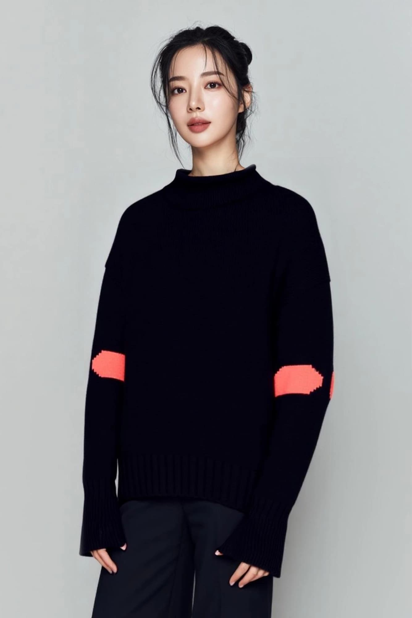 터틀넥 긴소매 니트