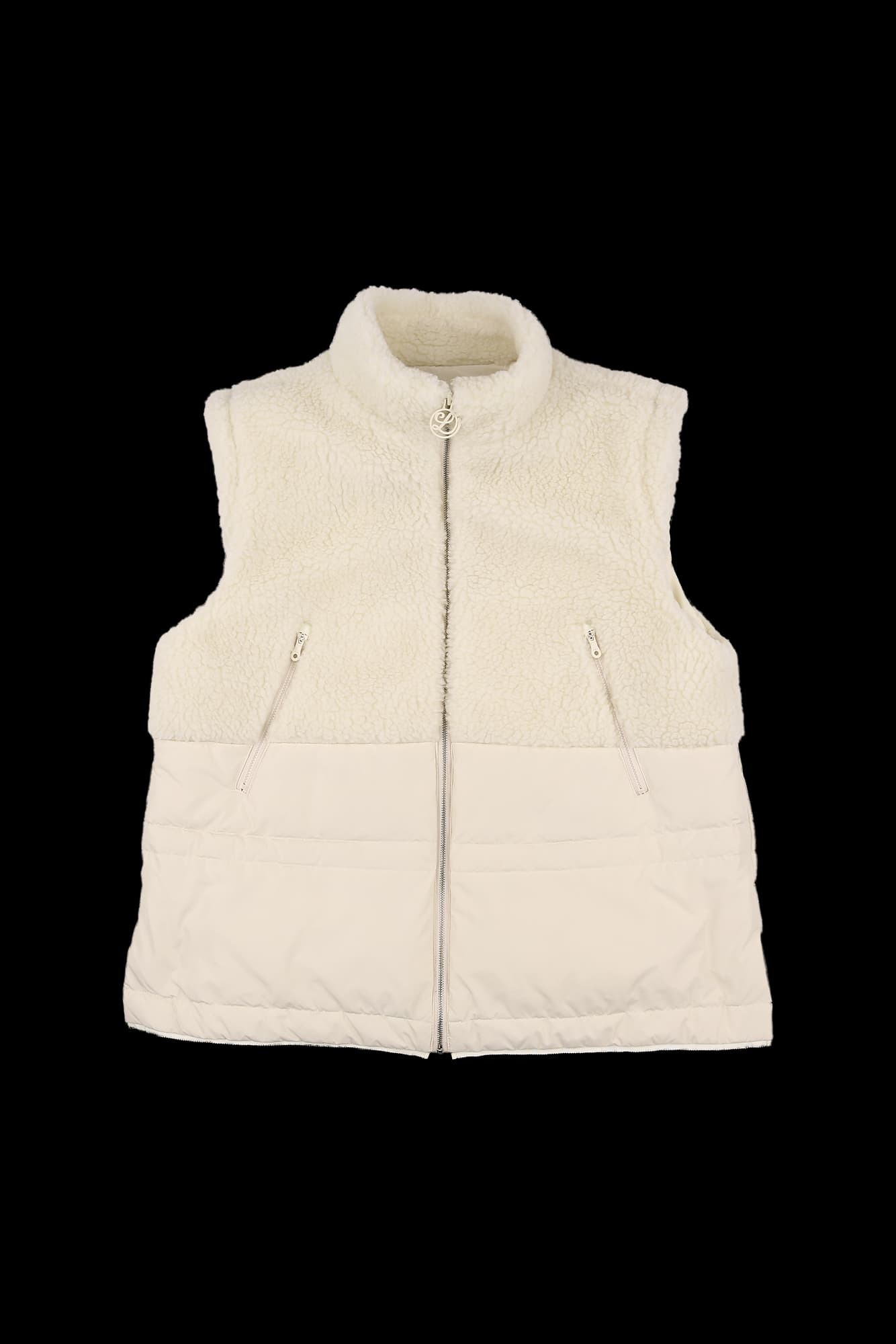 부클 배색 집업 베스트