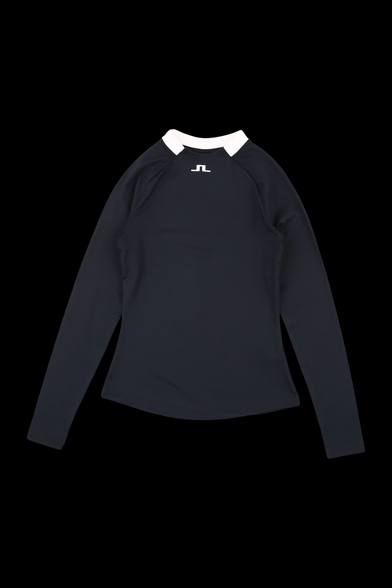 넥라인 배색 로고 긴팔티