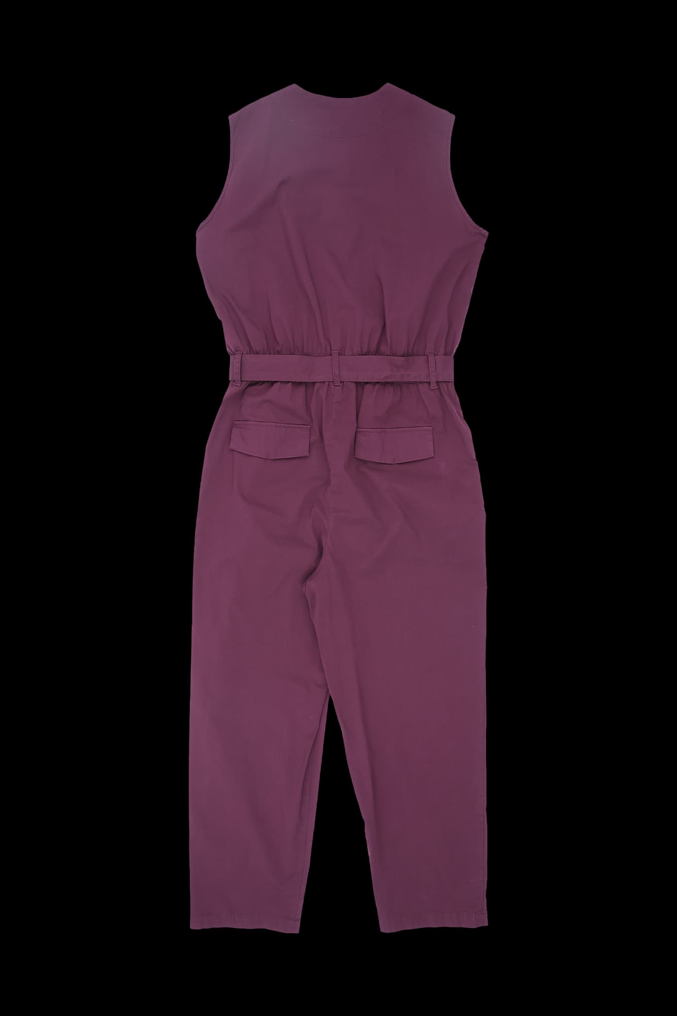 브이넥 슬리브리스 롱 점프수트