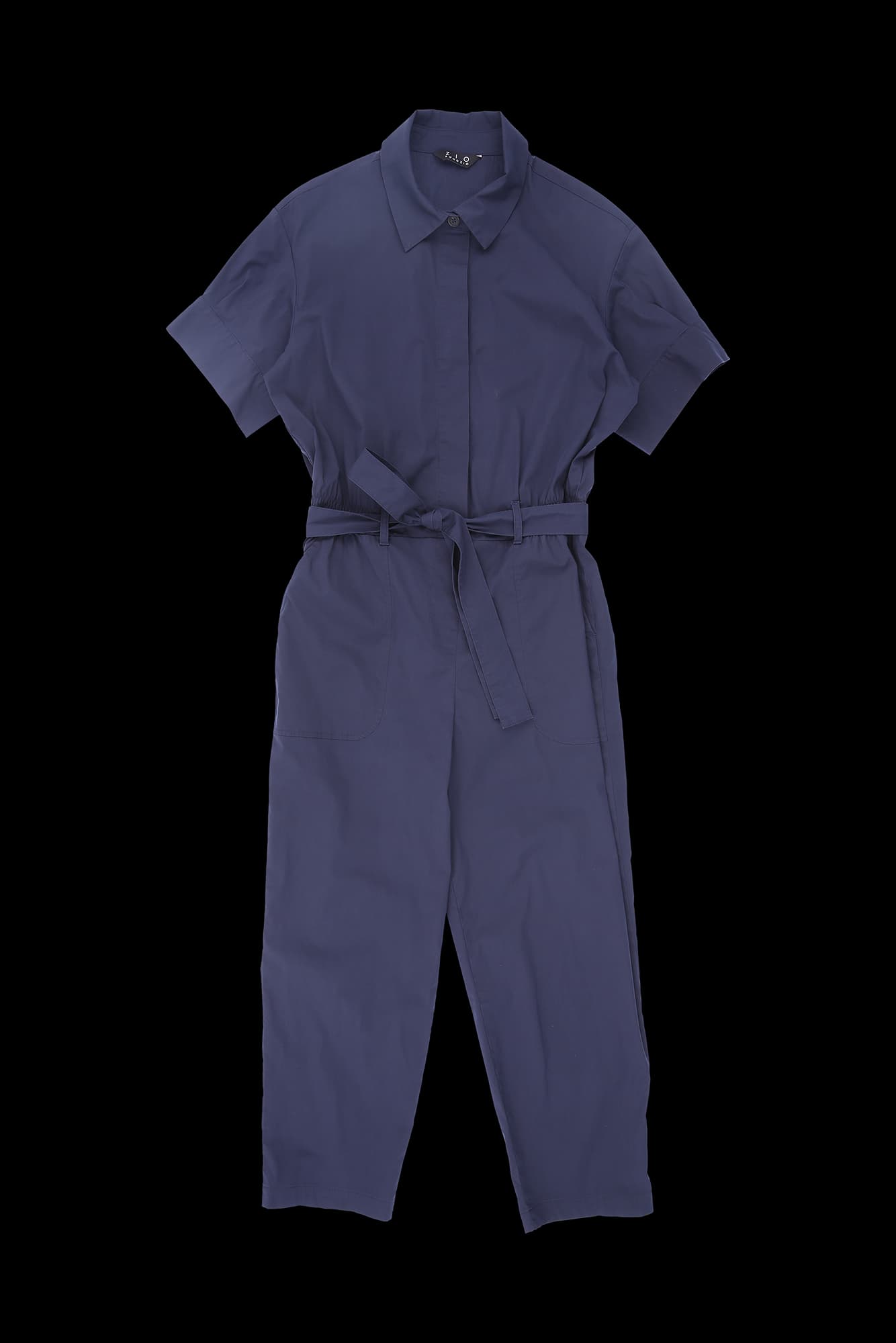 반팔 셔츠 롱 점프수트