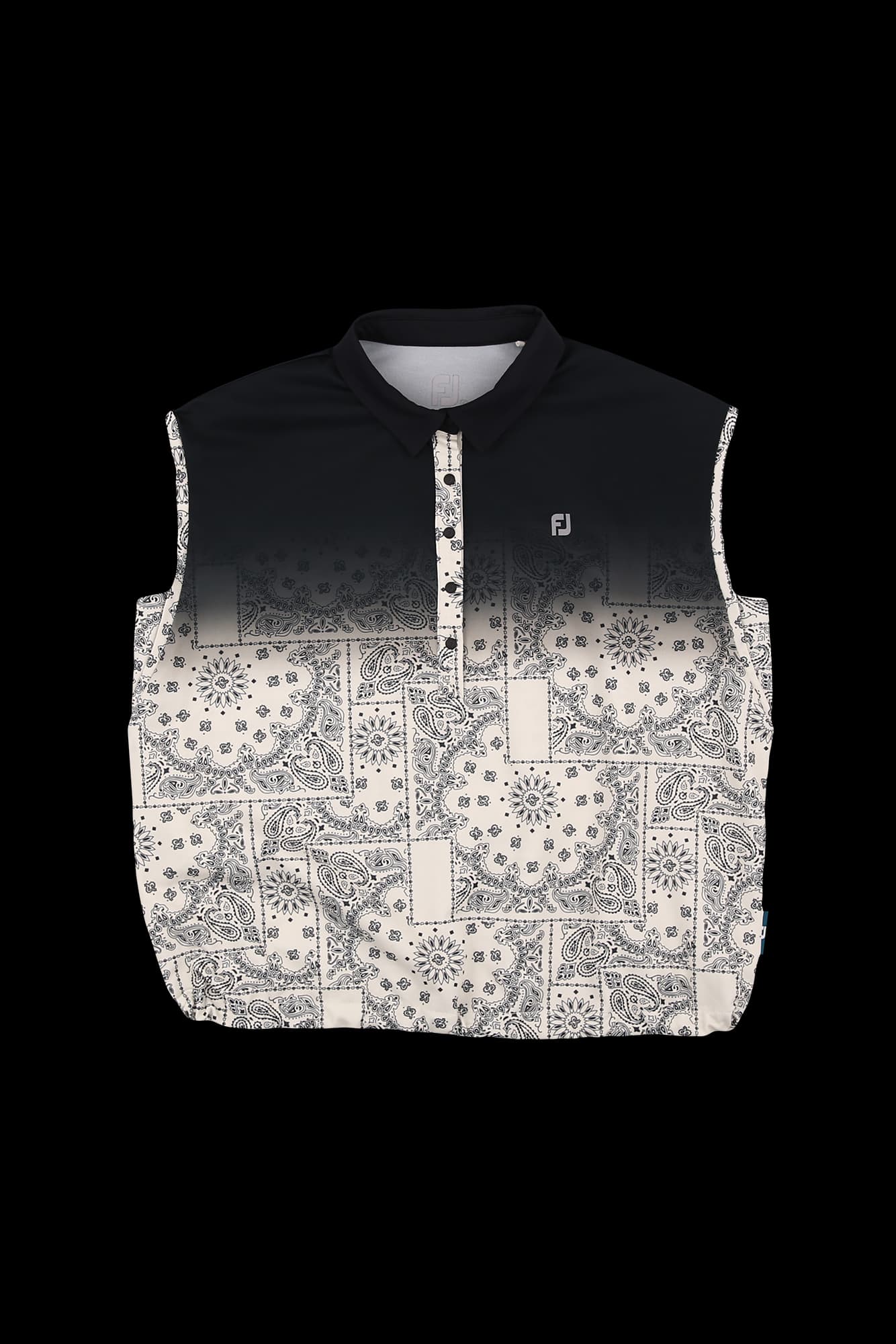 페이즐리 카라 민소매 티셔츠