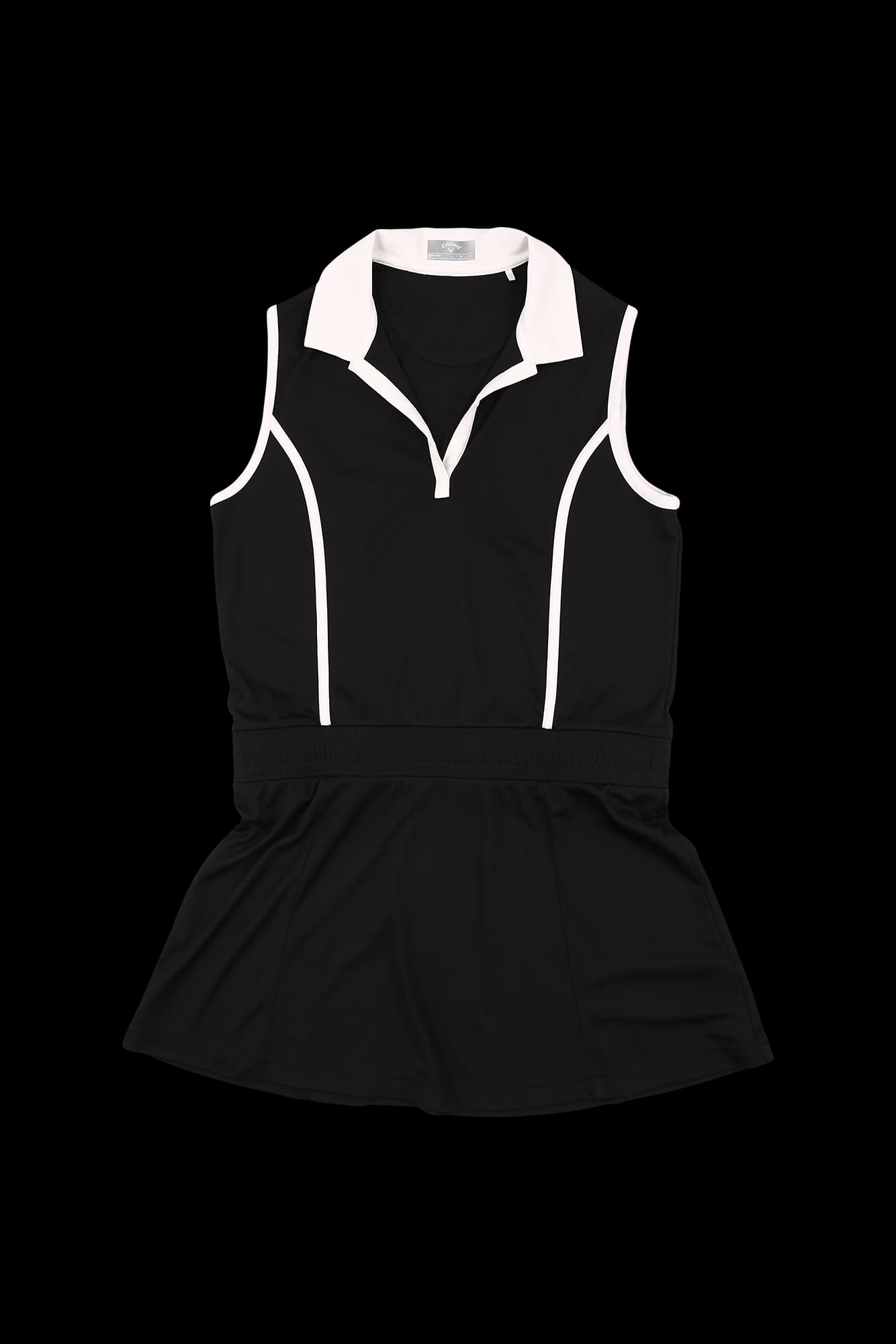 배색 민소매 원피스