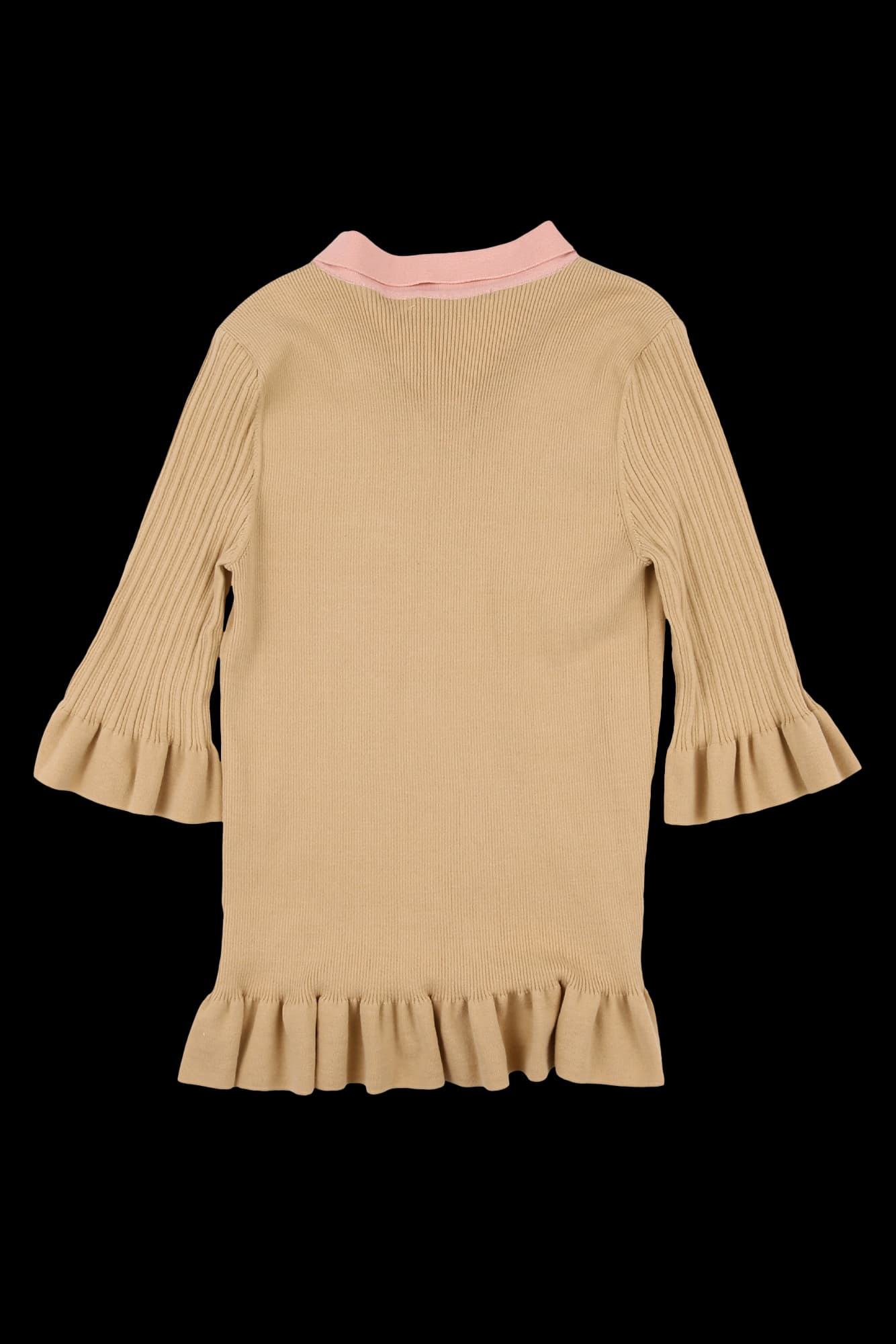 골지 카라 배색 반팔 니트 